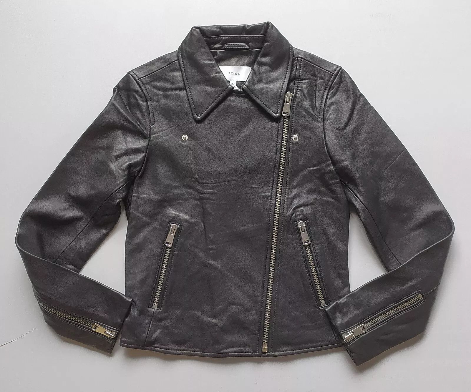 Reiss REISS Women's Geo-Soft Leather Jacket UK6/US2 IFD-0721 Size S / US 4 / IT 40 - 1 Thumbnail