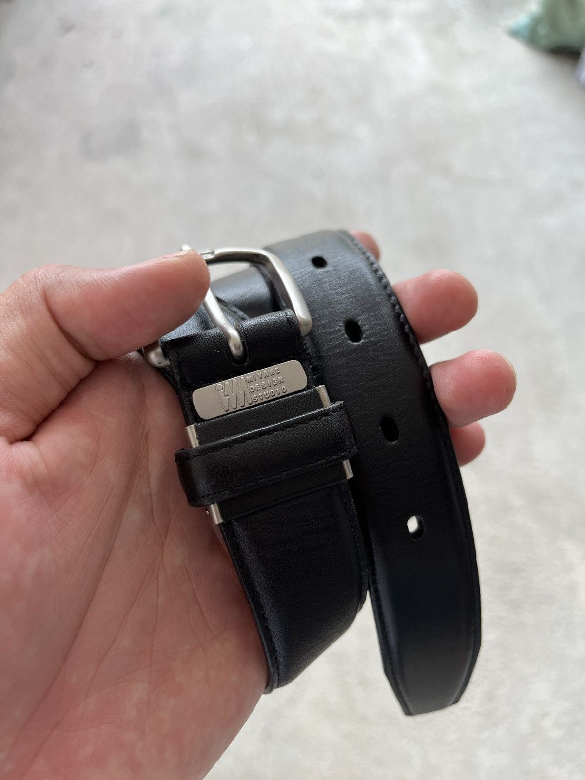 image of Issey Miyake Miyake Design Studio Black Glossy Belt, Men's