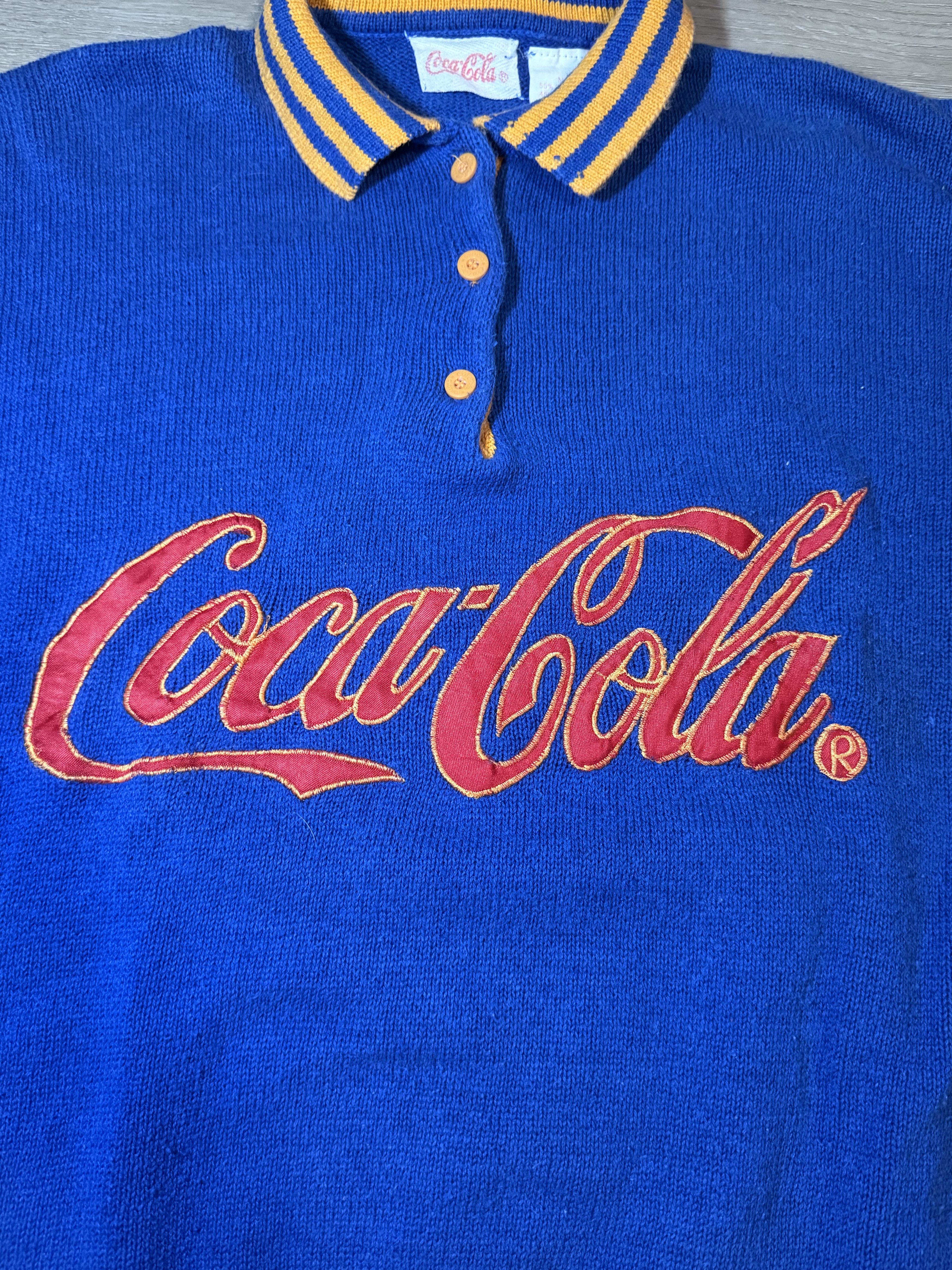 Coca Cola 1980s Coca Cola Rugby Striped Sweater Size US M / EU 48-50 / 2 - 2 Thumbnail