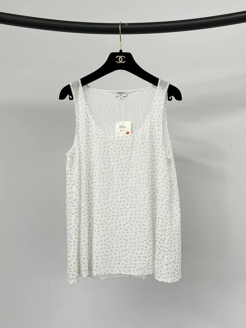 Chanel Chanel White full logo suspender vest Size XS / US 0-2 / IT 36-38 - 1 Thumbnail