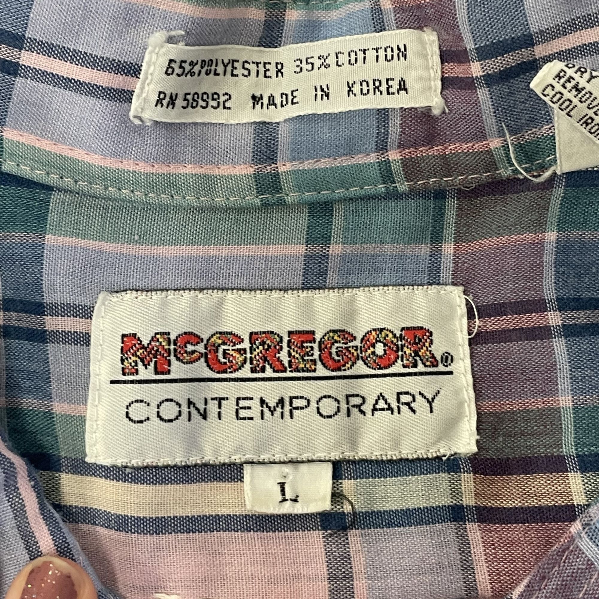 McGregor Vtg McGregor Contemporary Pastel Blue Pink Madras Shirt Size US L / EU 52-54 / 3 - 5 Thumbnail