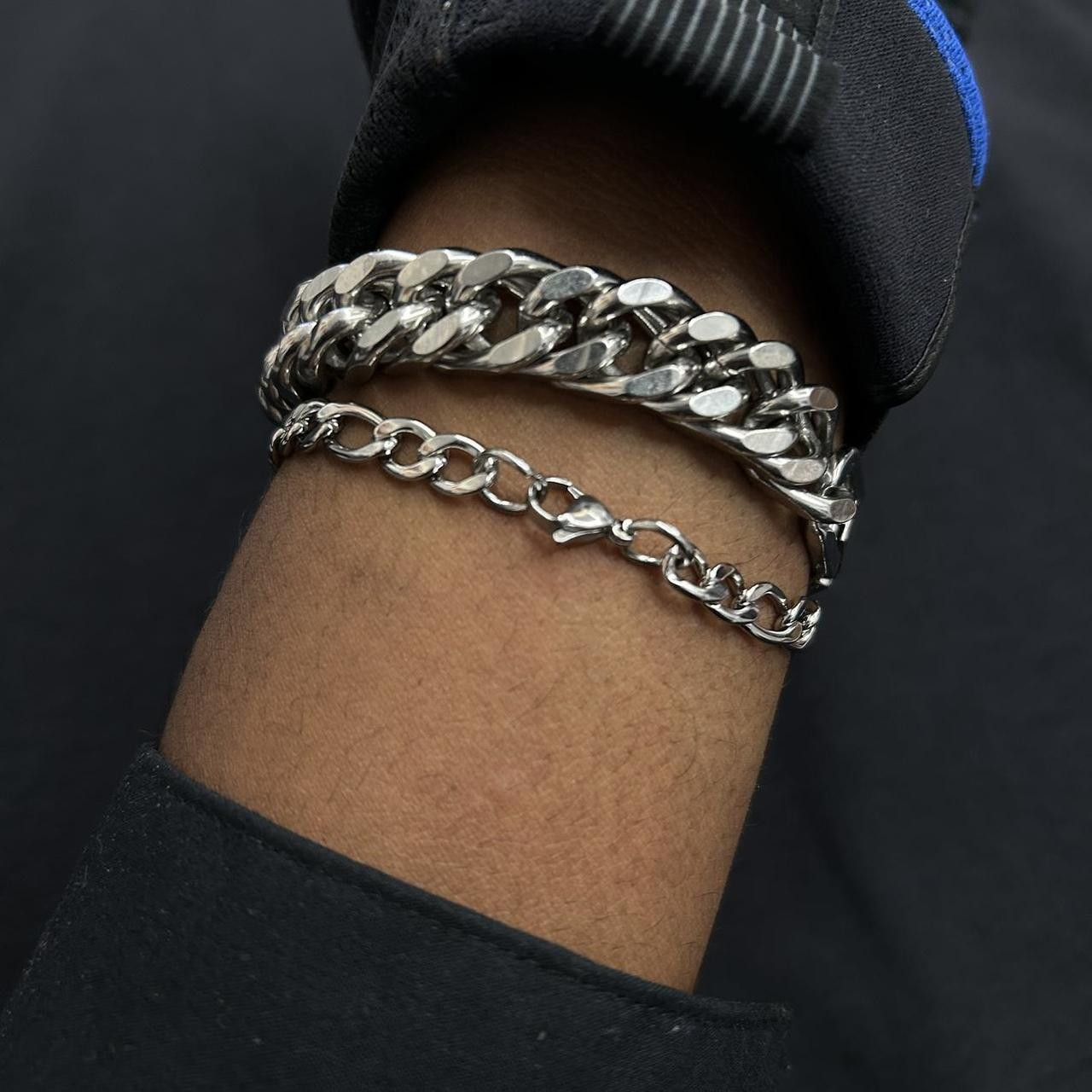 Vintage Vintage 2000s Hip Hop Style Figaro Link Silver Bracelet Size ONE SIZE - 4 Thumbnail