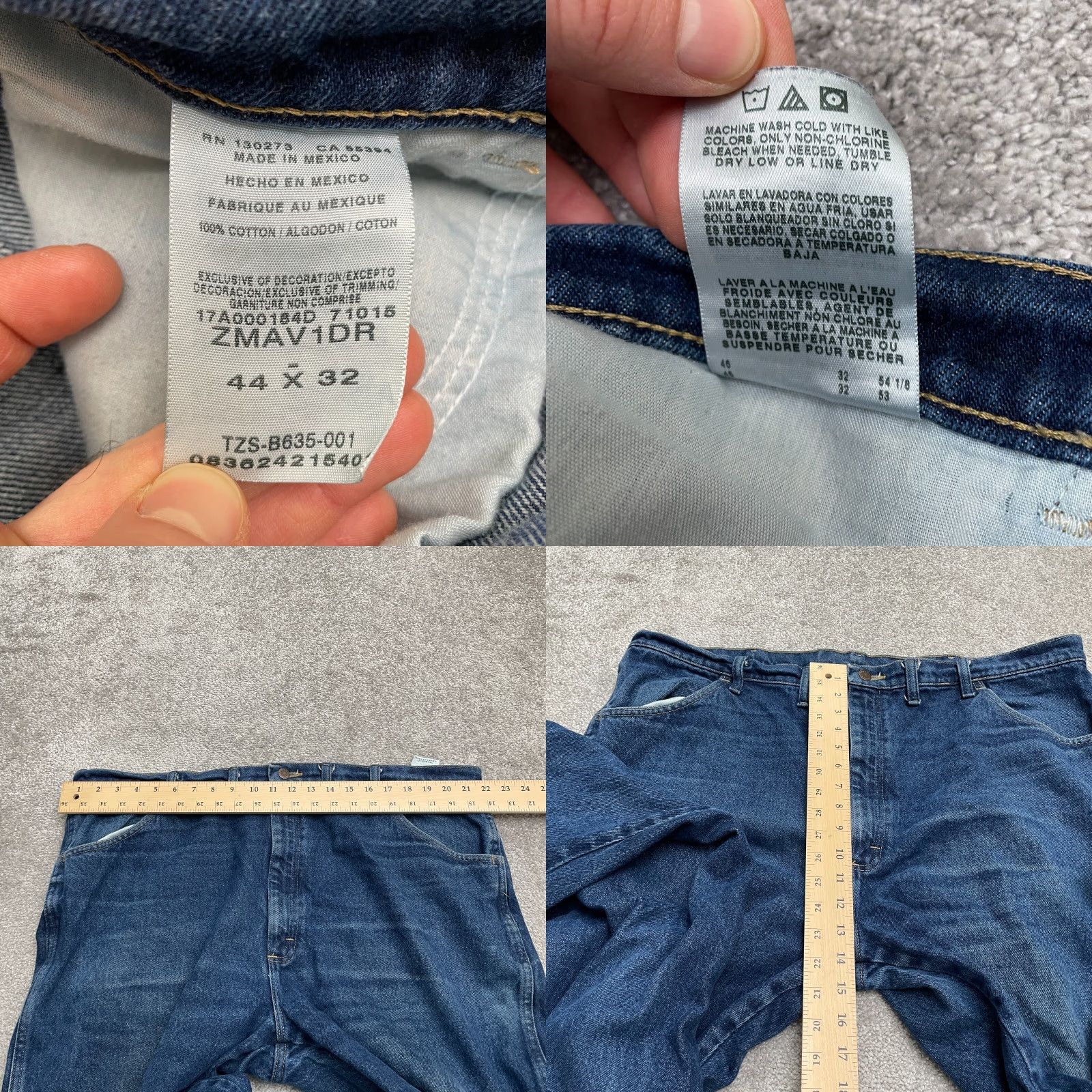 Denime Maverick Jeans Denim Mens 44x32 Blue Medium Wash Straight Leg Casual 100% Cotton Size US 44 / EU 60 - 8 Thumbnail
