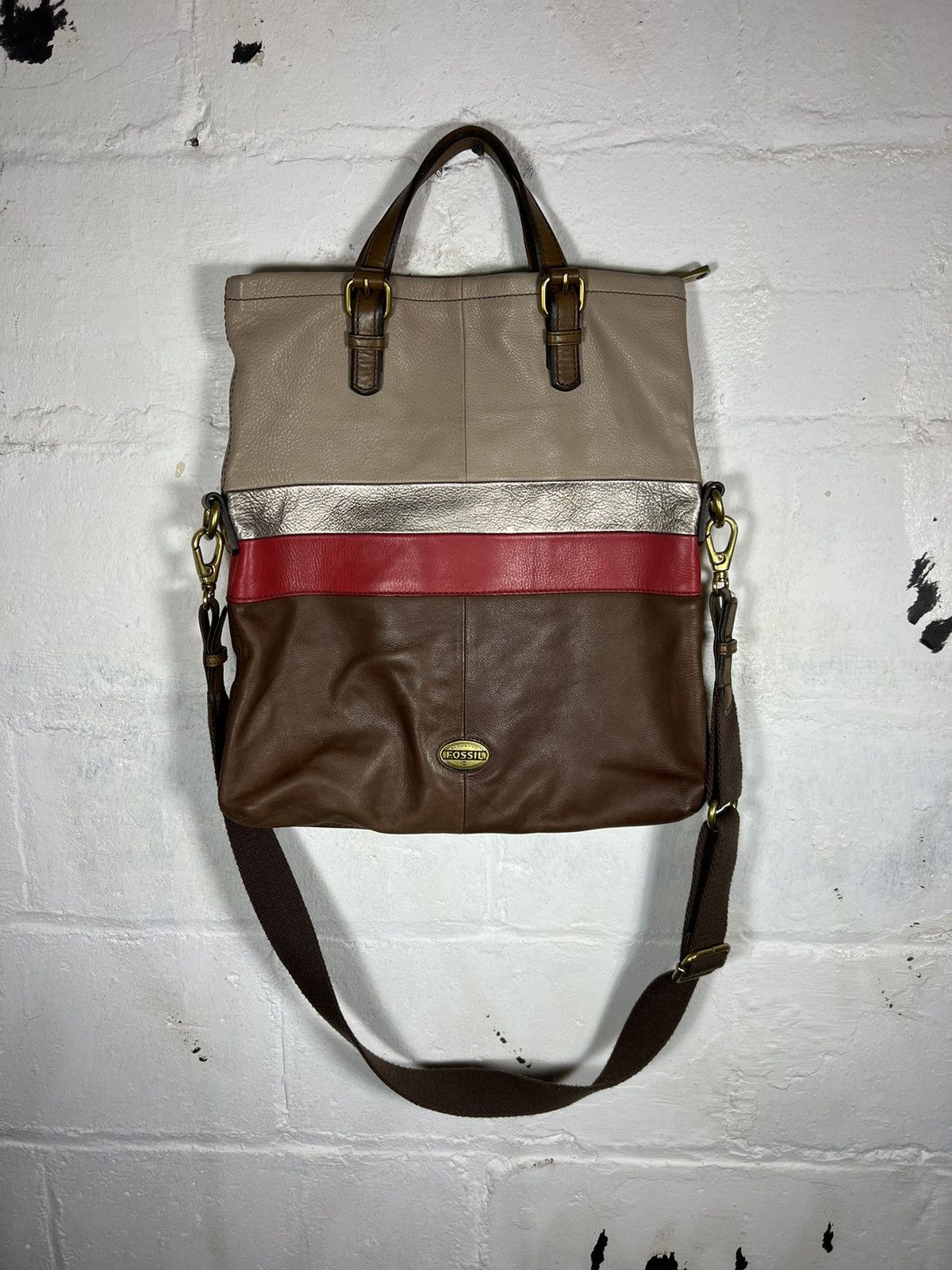 Large Fossil Explorer Fold over soft Leather Handbag Purse