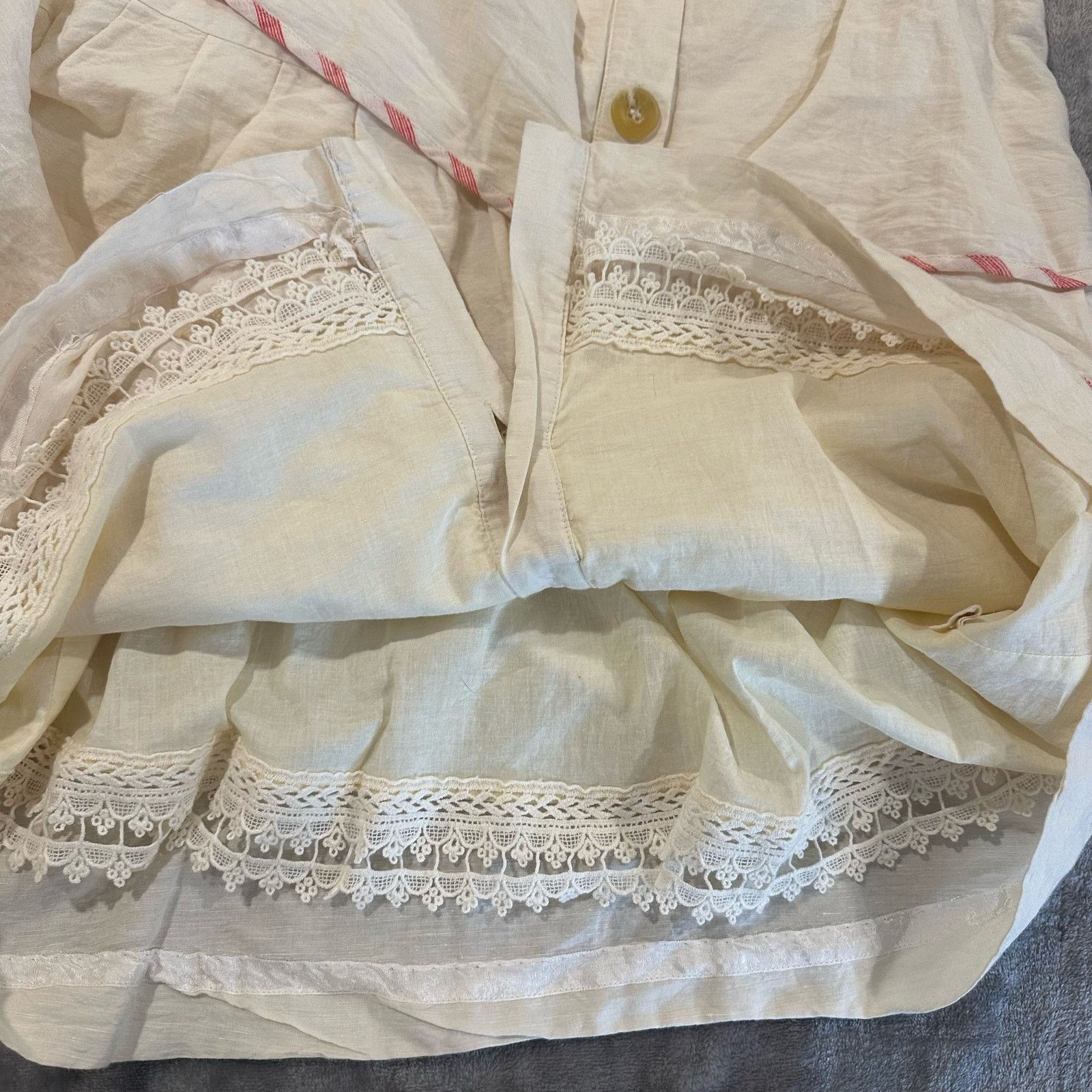 Anthropologie Anthropologie Maeve Linen Red Stripe Tiered Dress 6 S Size M / US 6-8 / IT 42-44 - 10 Thumbnail