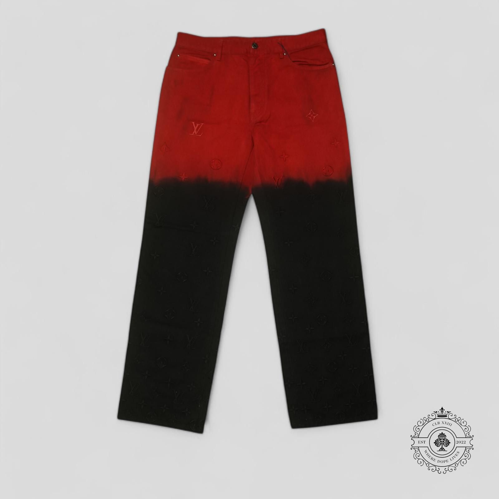 Louis Vuitton Monogram Boreal Evening Jeans in Black/Red