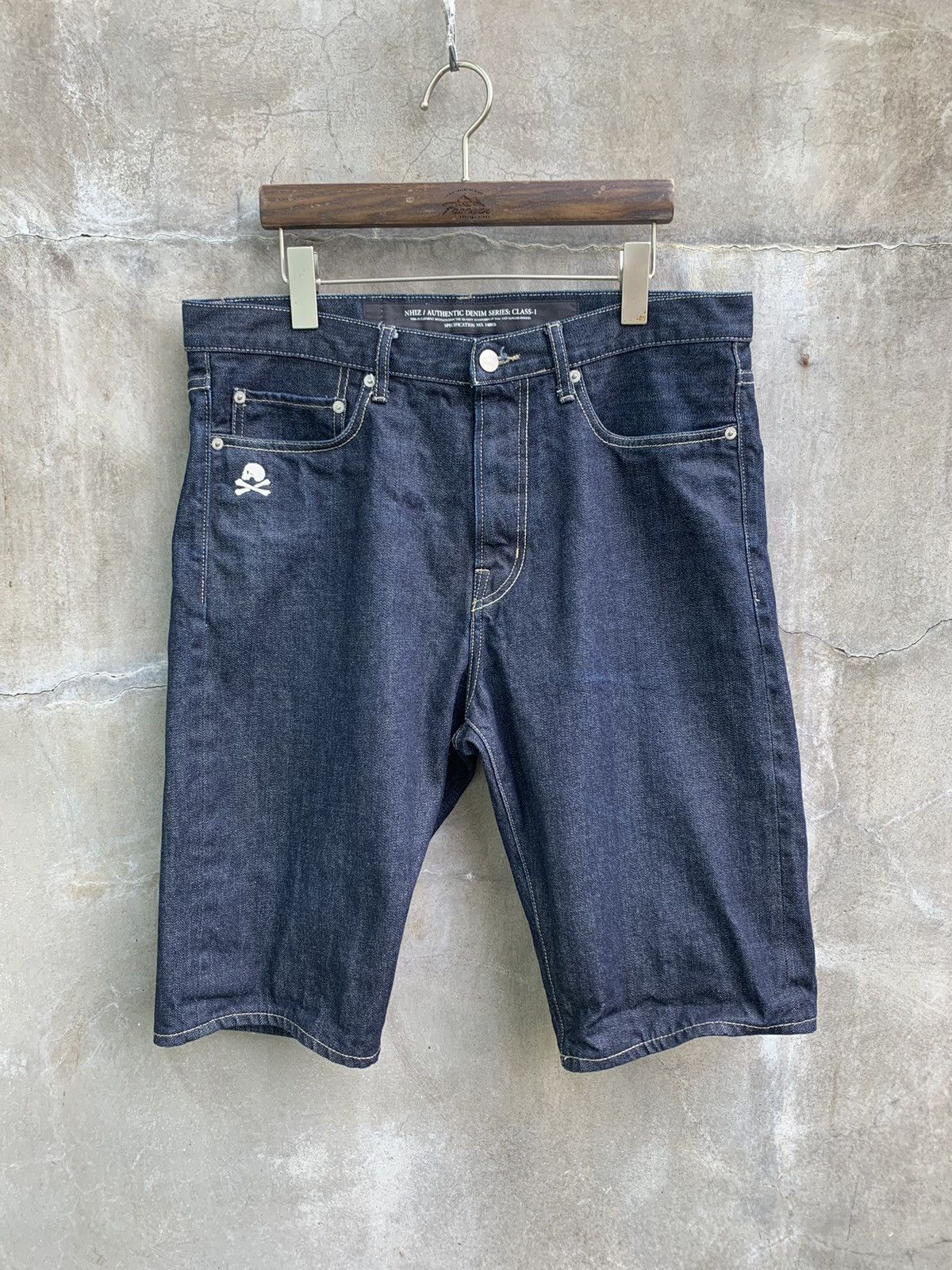 image of Izzue x Neighborhood Nhiz Class 1 Selvedge Denim Shorts in Blue, Men's (Size 34)