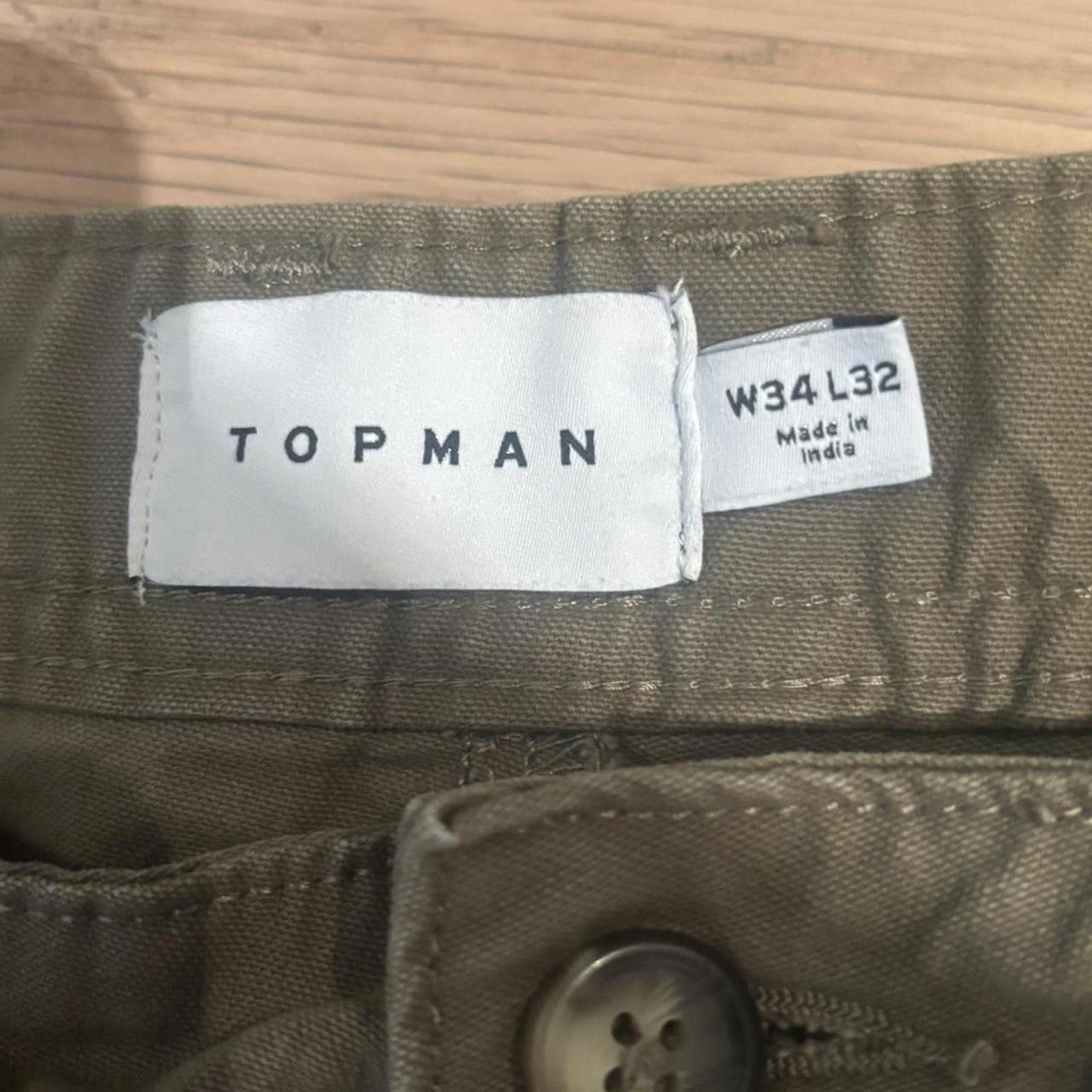 Topman Topman Men's Khaki and Green Trousers Size US 32 / EU 48 - 4 Thumbnail