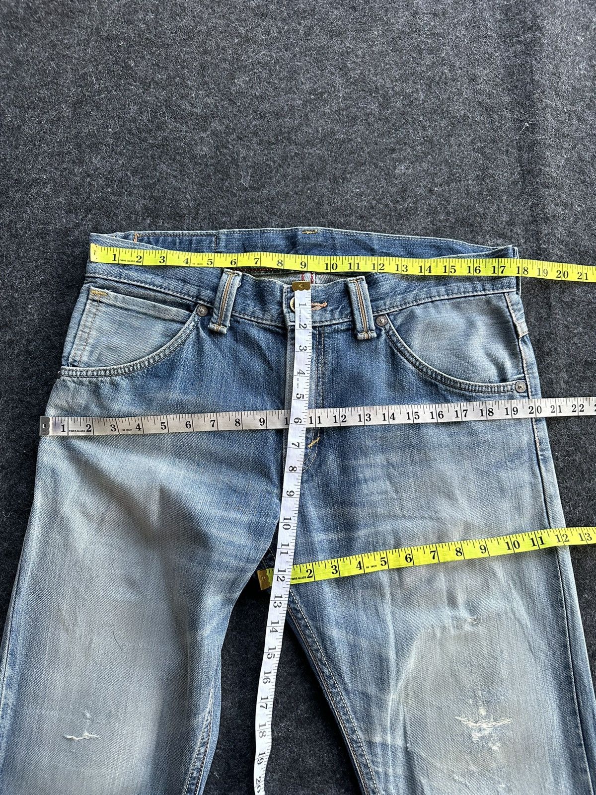 Edwin Vintage Edwin Bulls Head XV Distressed Faded Denim D495 Size US 34 / EU 50 - 16 Thumbnail