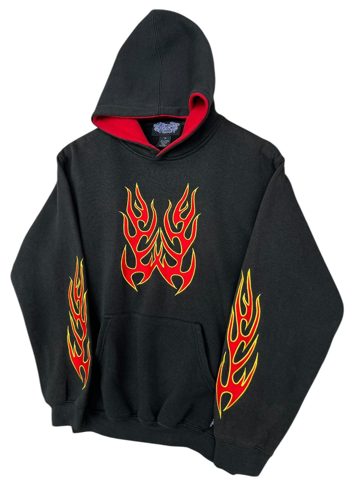 Vintage Vintage Y2K Silver Point Flame Baggy Boxy Black Hoodie Size US S / EU 44-46 / 1 - 3 Thumbnail