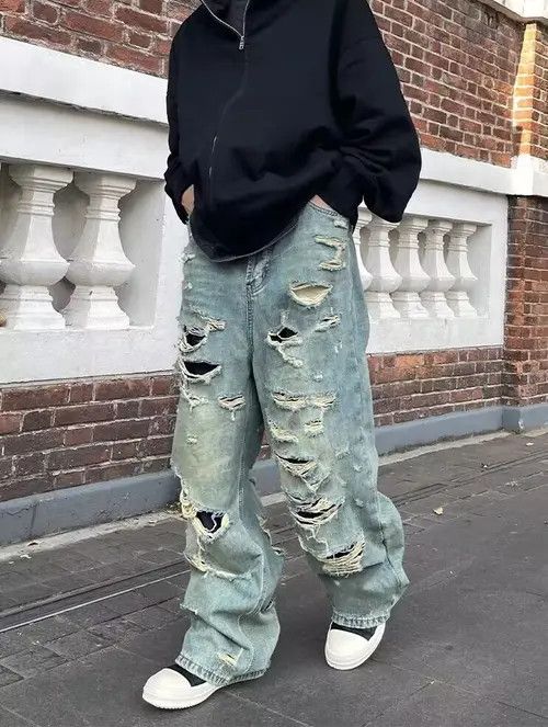 VIBE Vintage ripped double-layer fabric washed rare jeans Size US 32 / EU 48 - 2 Thumbnail