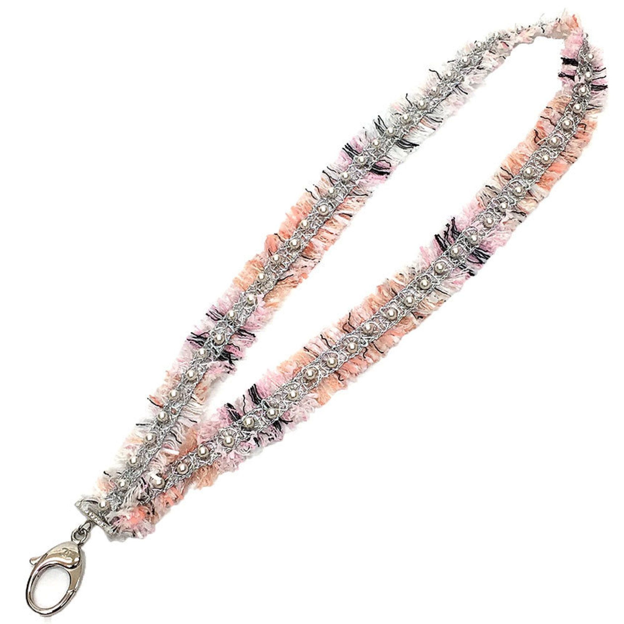 image of Chanel Tweed Pearl Neck Strap B17S Pink Aq9393, Women's