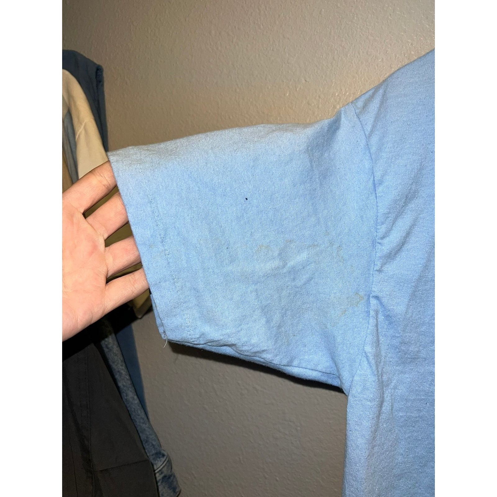 Jerzees 90s Vintage Jerzees Blue Blank Shirt Tee Stains Stained L Size US L / EU 52-54 / 3 - 4 Thumbnail