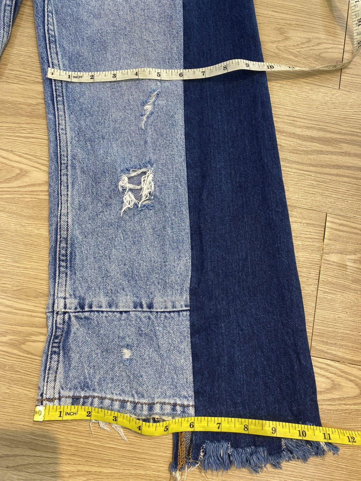 Japanese Brand TRf baggy patchwork color block croped denim jeans Size US 30 / EU 46 - 10 Thumbnail