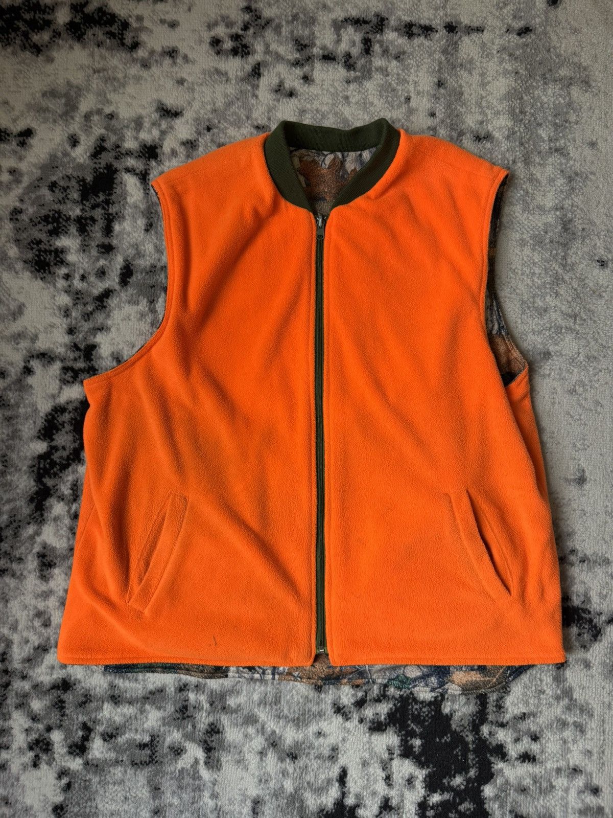 Japanese Brand × Vintage Reversible Sleeveless Fleece Forest Print Orange Neon Size US XL / EU 56 / 4 - 3 Thumbnail