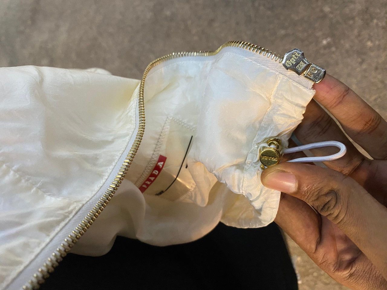 Prada Prada Ivory Silk Blend Bomber Jacket & Gold tone zipper Size XS / US 0-2 / IT 36-38 - 9 Thumbnail