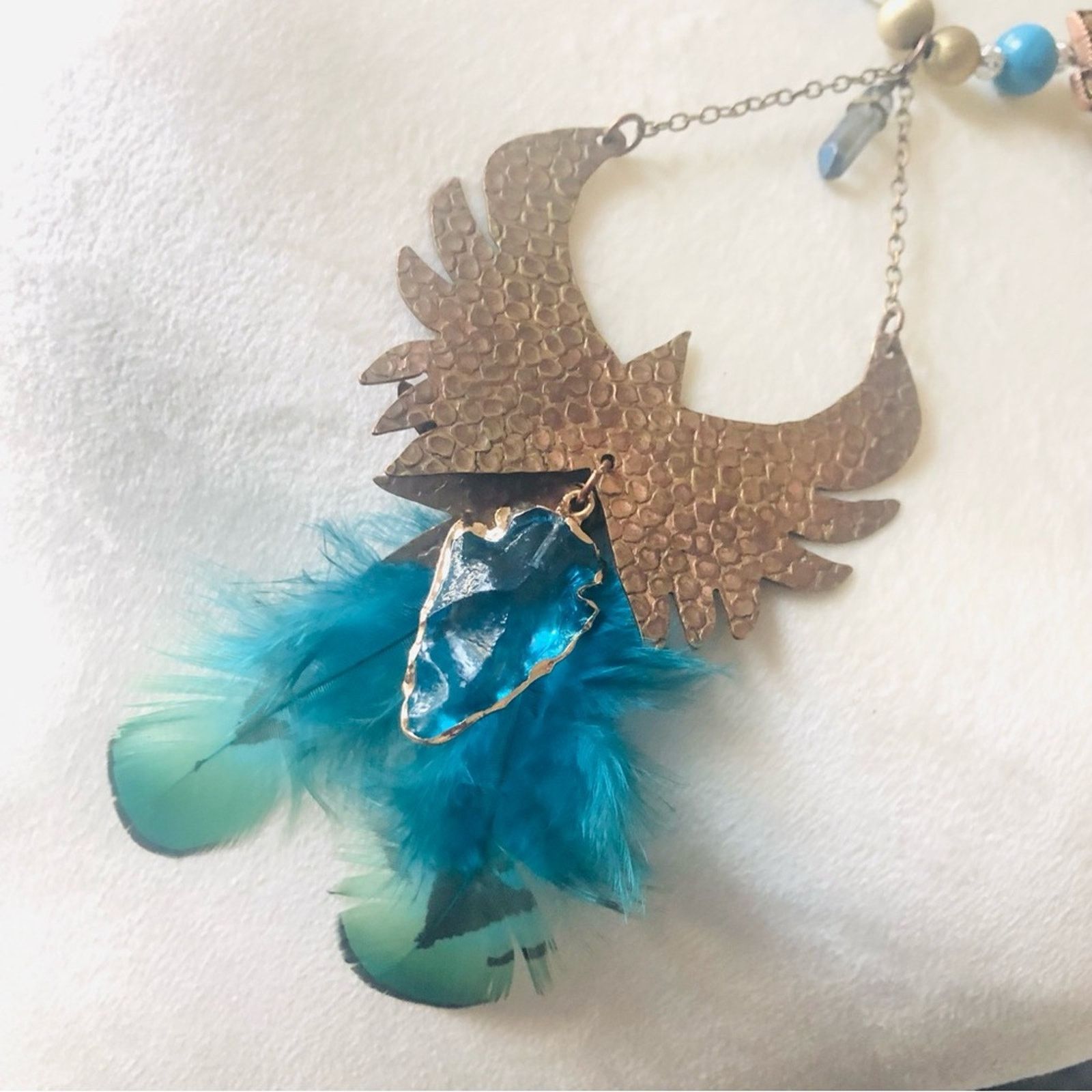 Handmade Handcrafted copper eagle Czech Pearl howlite necklace Size ONE SIZE - 8 Thumbnail