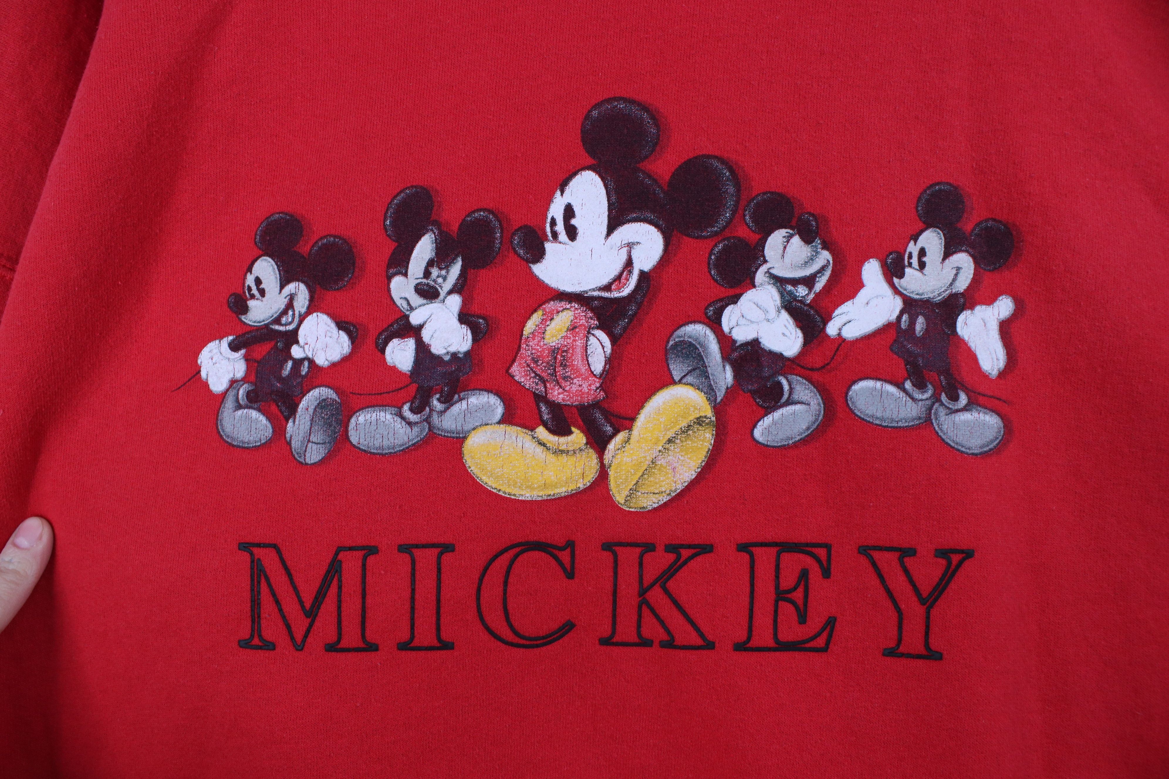 Disney × Vintage Vintage 90s Disney Spell Out Mickey Mouse Sweatshirt Red Size US XXL / EU 58 / 5 - 4 Thumbnail