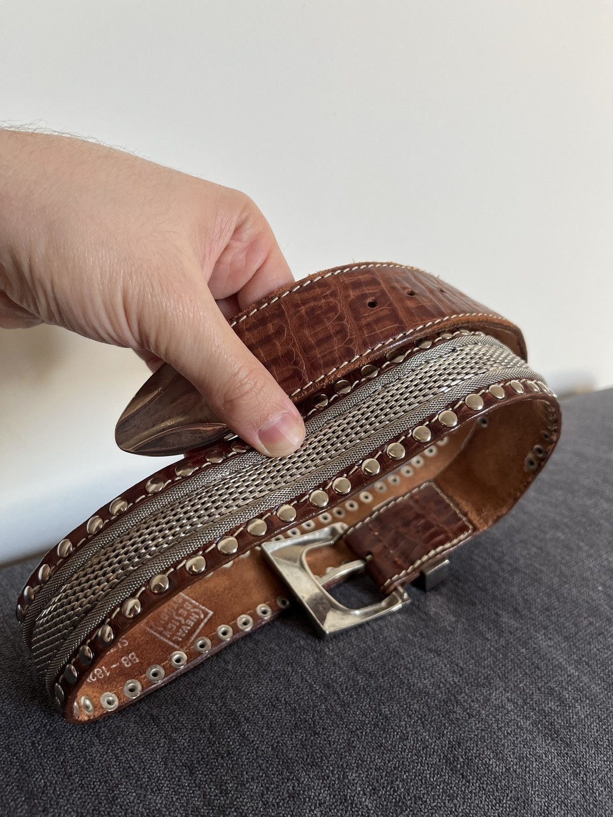 Cowboy Equipment Cheval Design Studio Super Heavy Leather Metallic Belt Size ONE SIZE - 14 Thumbnail