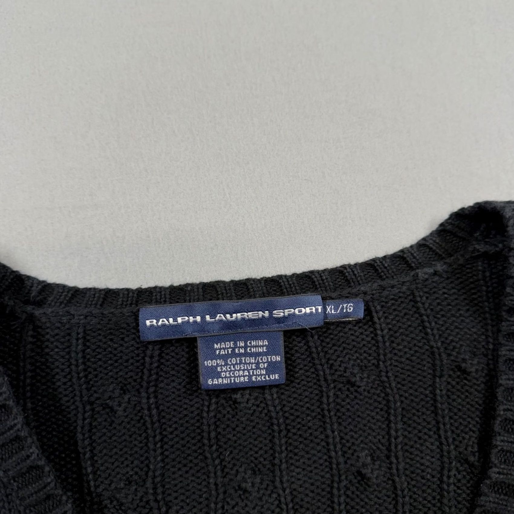 Polo Ralph Lauren Ralph Lauren Sport Sweater Womens XL Black Cable-Knit V-Neck Cotton Pullover Size XL / US 12-14 / IT 48-50 - 3 Thumbnail
