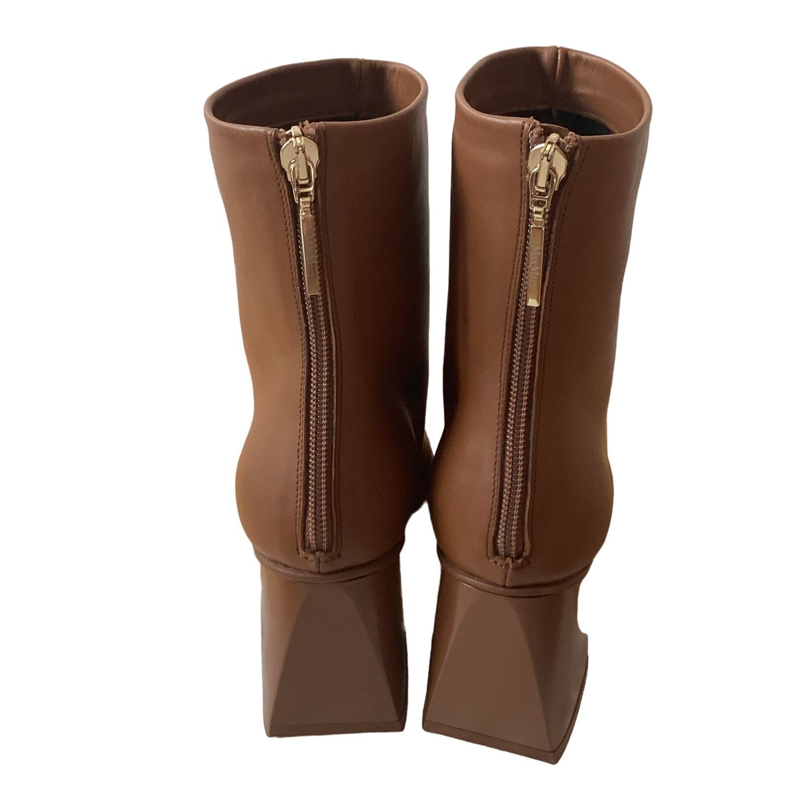 Max Mara NWT Max Mara Abby Block Square Toe Brown Ankle Boots Sz 40 Size US 9.5 / IT 39.5 - 7 Thumbnail