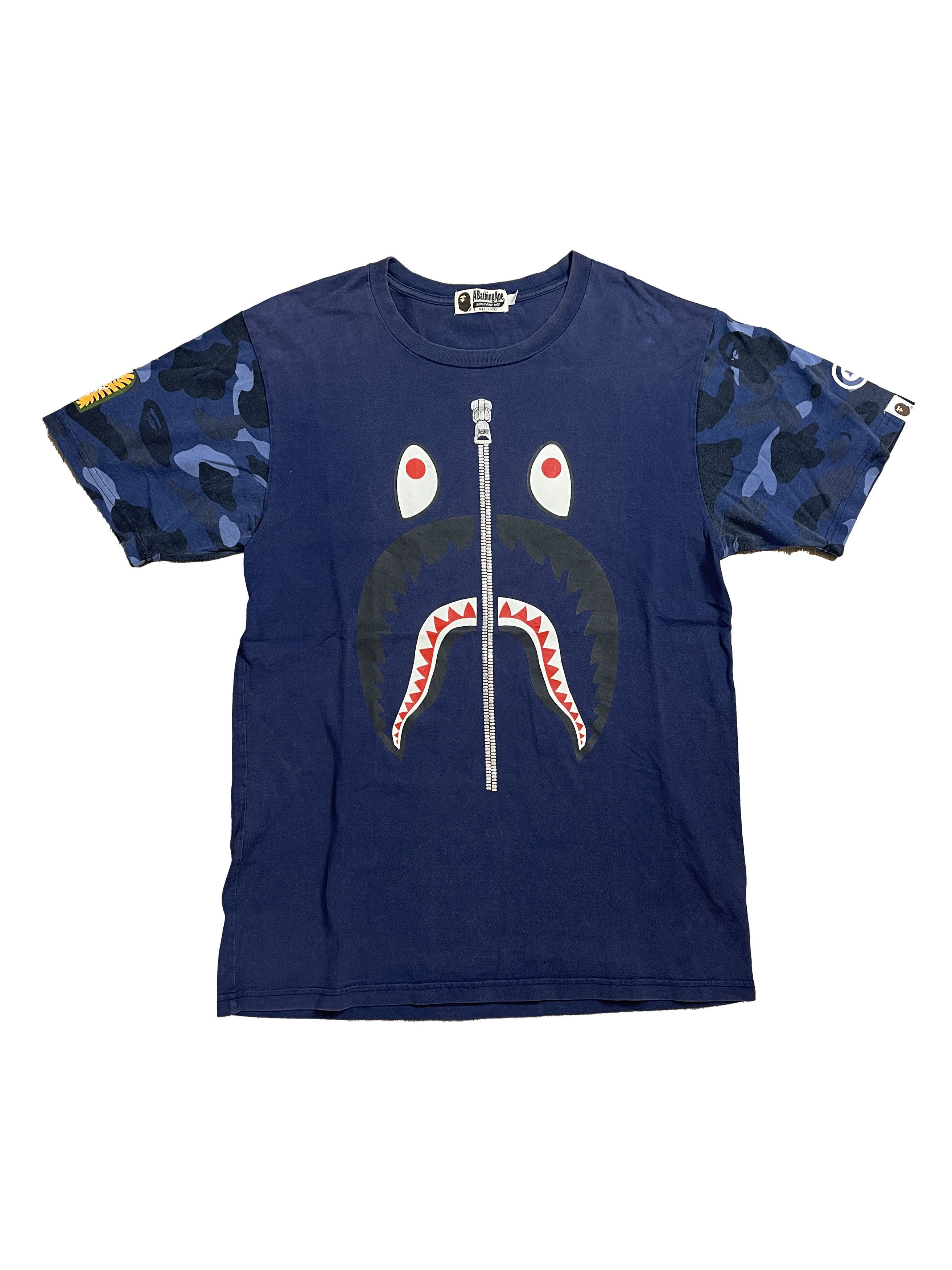 Bape blue shark tee hotsell