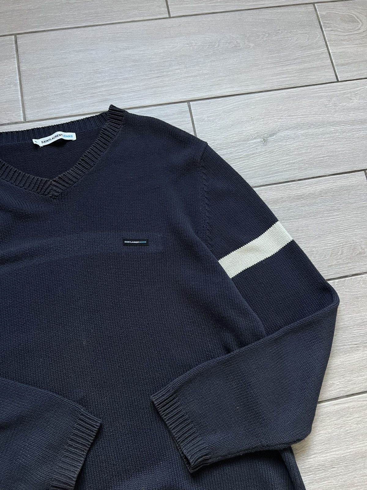 Yves Saint Laurent Saint Laurent Jeans Vintage Faded Sweater Knit Size US XL / EU 56 / 4 - 10 Thumbnail