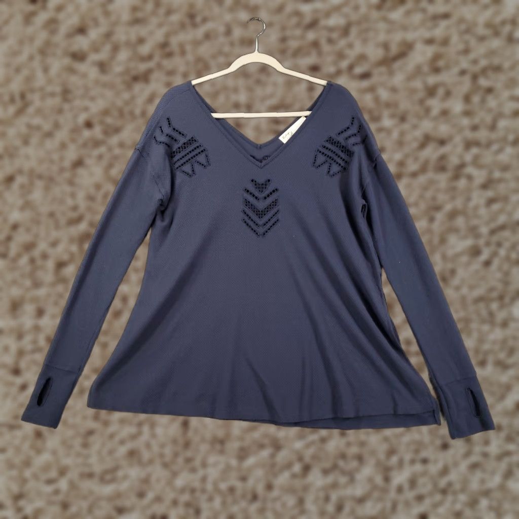 Vintage Havana Womens Blouse Shirt Tunic Geometric Geometric Cutouts Top Size Medium Blue Vintage Havana Size M / US 6-8 / IT 42-44 - 1 Thumbnail
