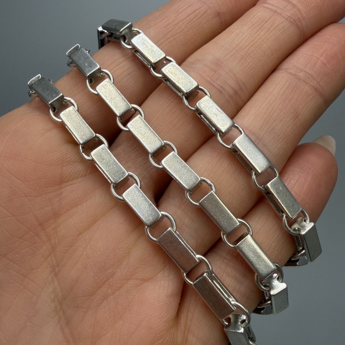 Sterling Silver Heavy Vintage 925 Sterling Silver Bar Link Men's Chain Size ONE SIZE - 1 Thumbnail