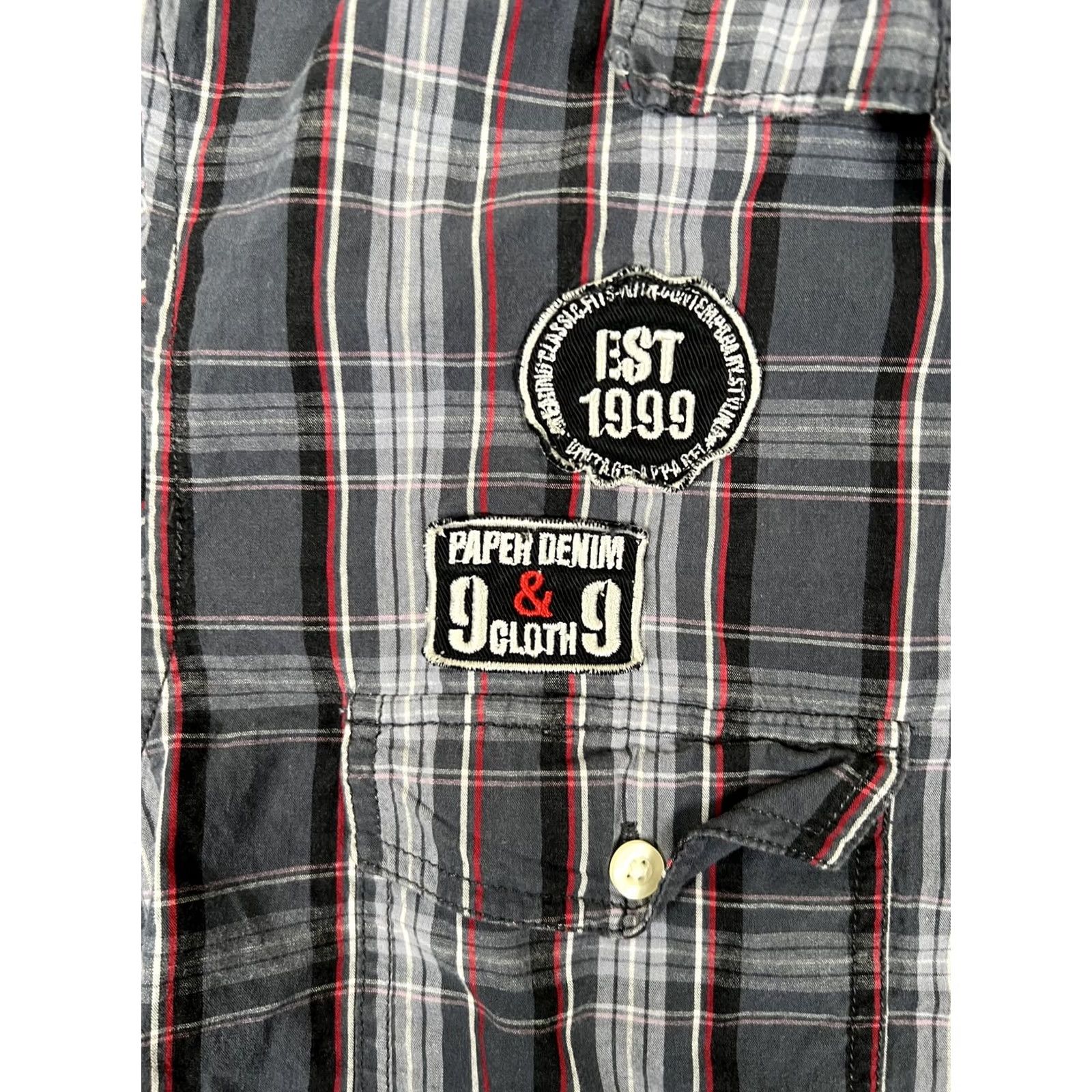 Denime Paper Denim & Cloth Shirt Mens L Blue Plaid Short Sleeve Button Front Casual Size US L / EU 52-54 / 3 - 2 Thumbnail
