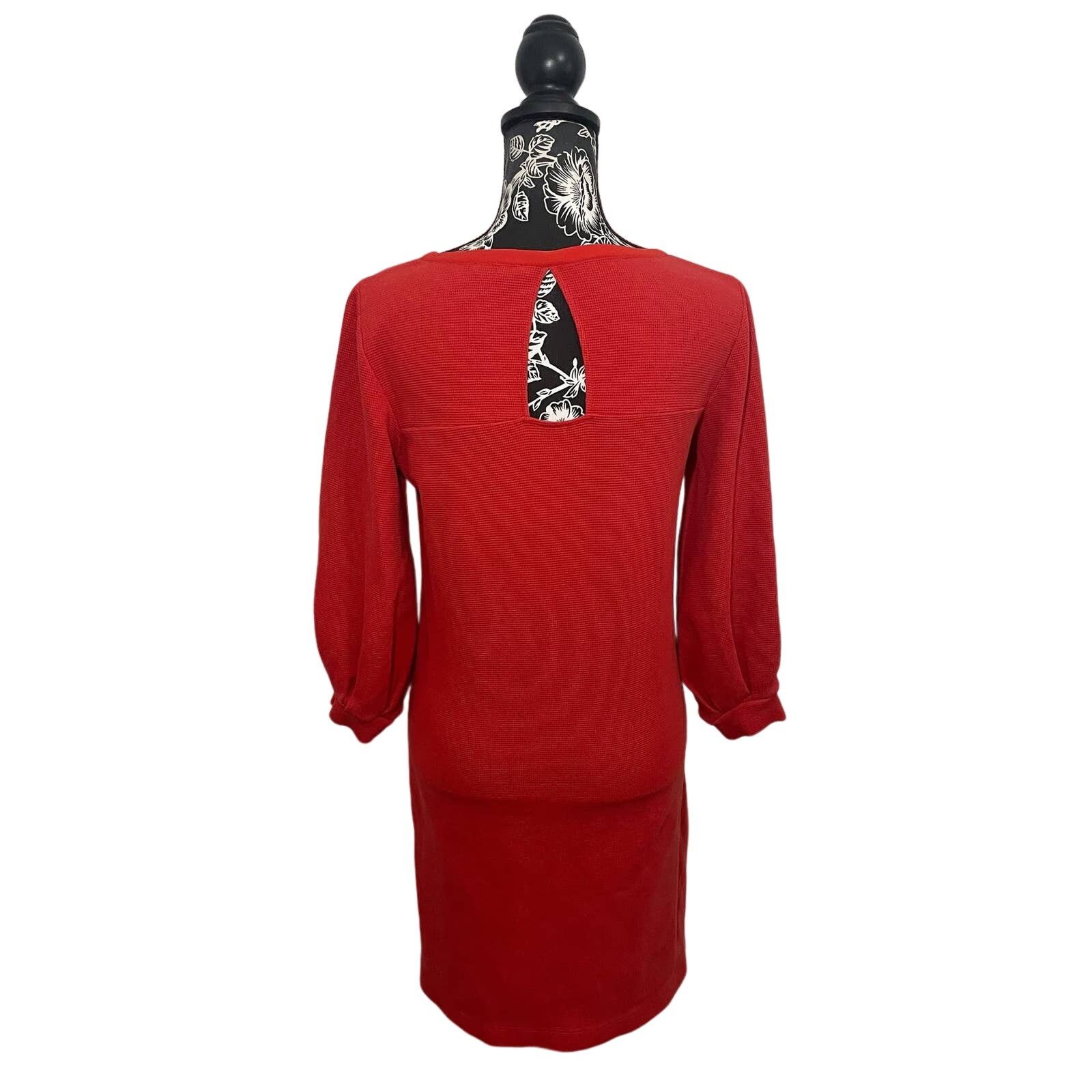 Massimo Dutti Massimo Dutti Midi Dress Waffle Knit Keyhole Orange Medium Size M / US 6-8 / IT 42-44 - 2 Thumbnail