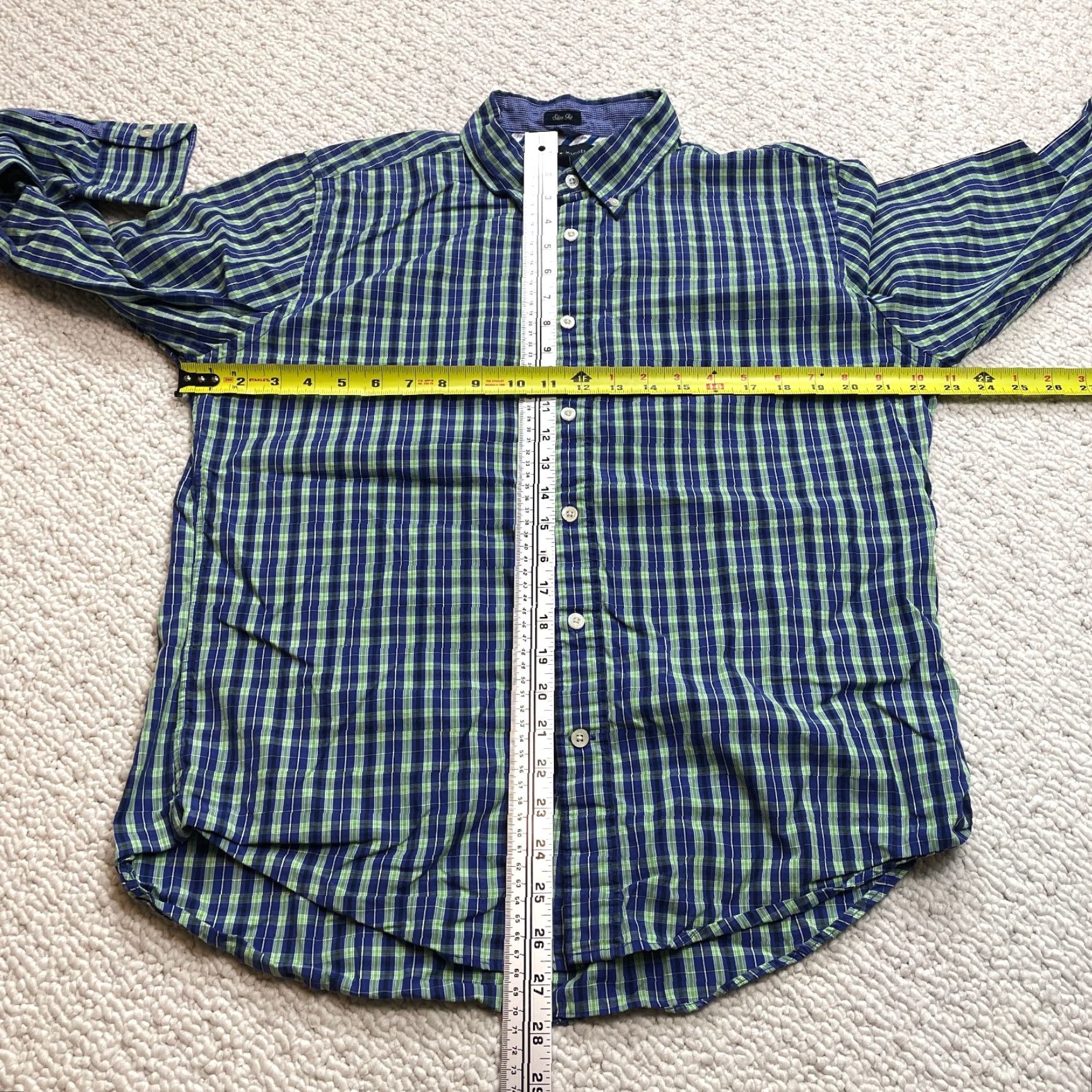 Tommy Hilfiger Tommy Hilfiger Button Down Shirt Mens Large Blue Plaid Slim Fit Long Sleeve Top Size US L / EU 52-54 / 3 - 7 Thumbnail