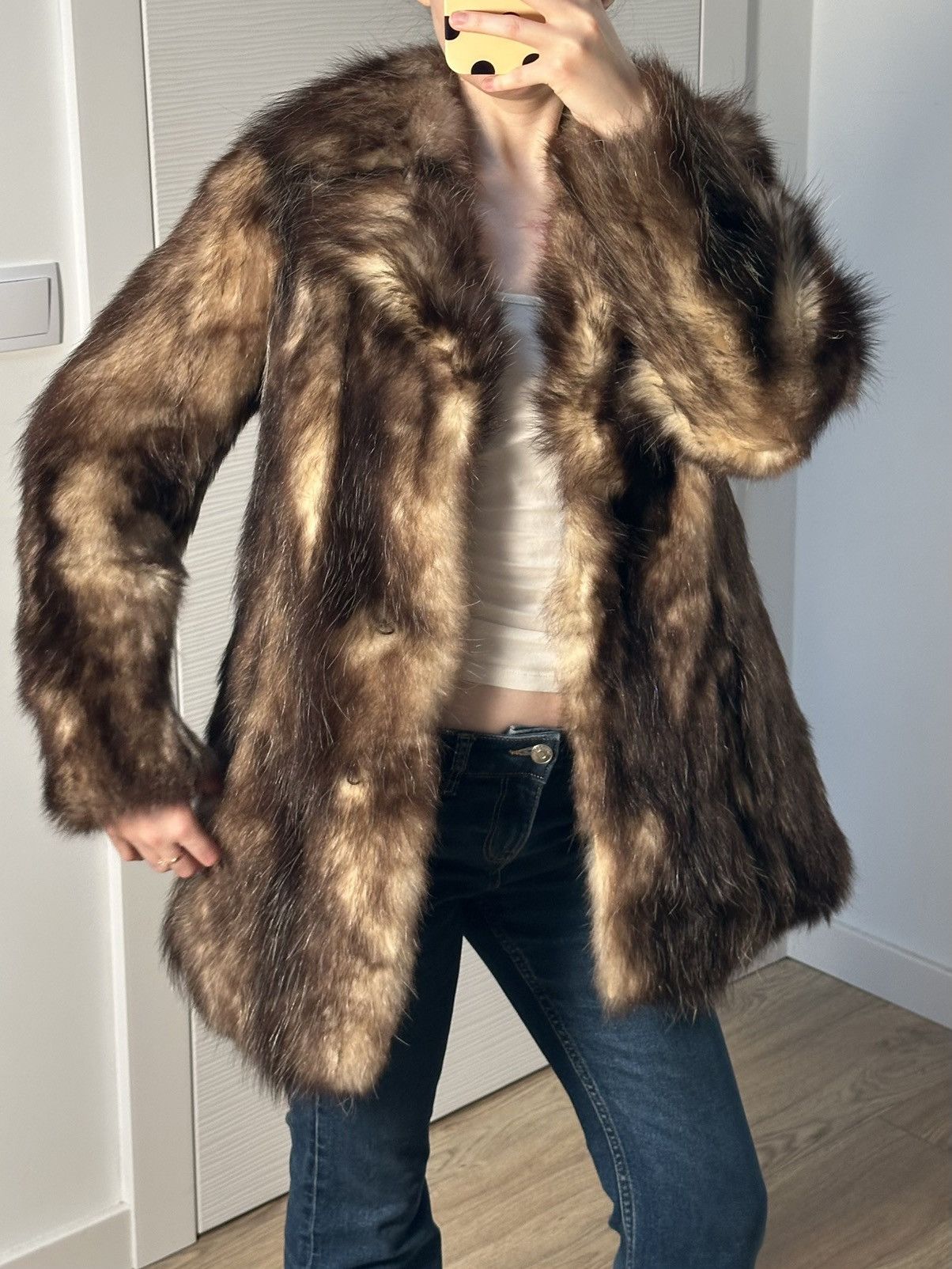Vintage Genuine Real Raccoon Fur Brown Coat Y2k Vintage Retro Size XS / US 0-2 / IT 36-38 - 4 Thumbnail