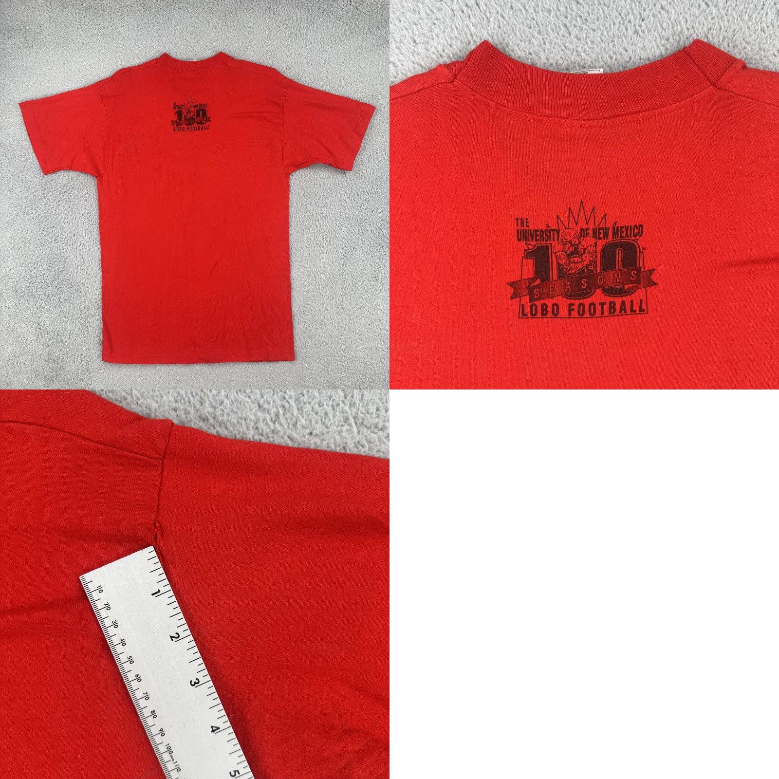 Fruit Of The Loom VINTAGE Fruit of the Loom Shirt UniVersity of New Mexico Lobos Football, Red, 90s, Crew Neck, Short Sleeve, L, Men Size US L / EU 52-54 / 3 - 11 Thumbnail
