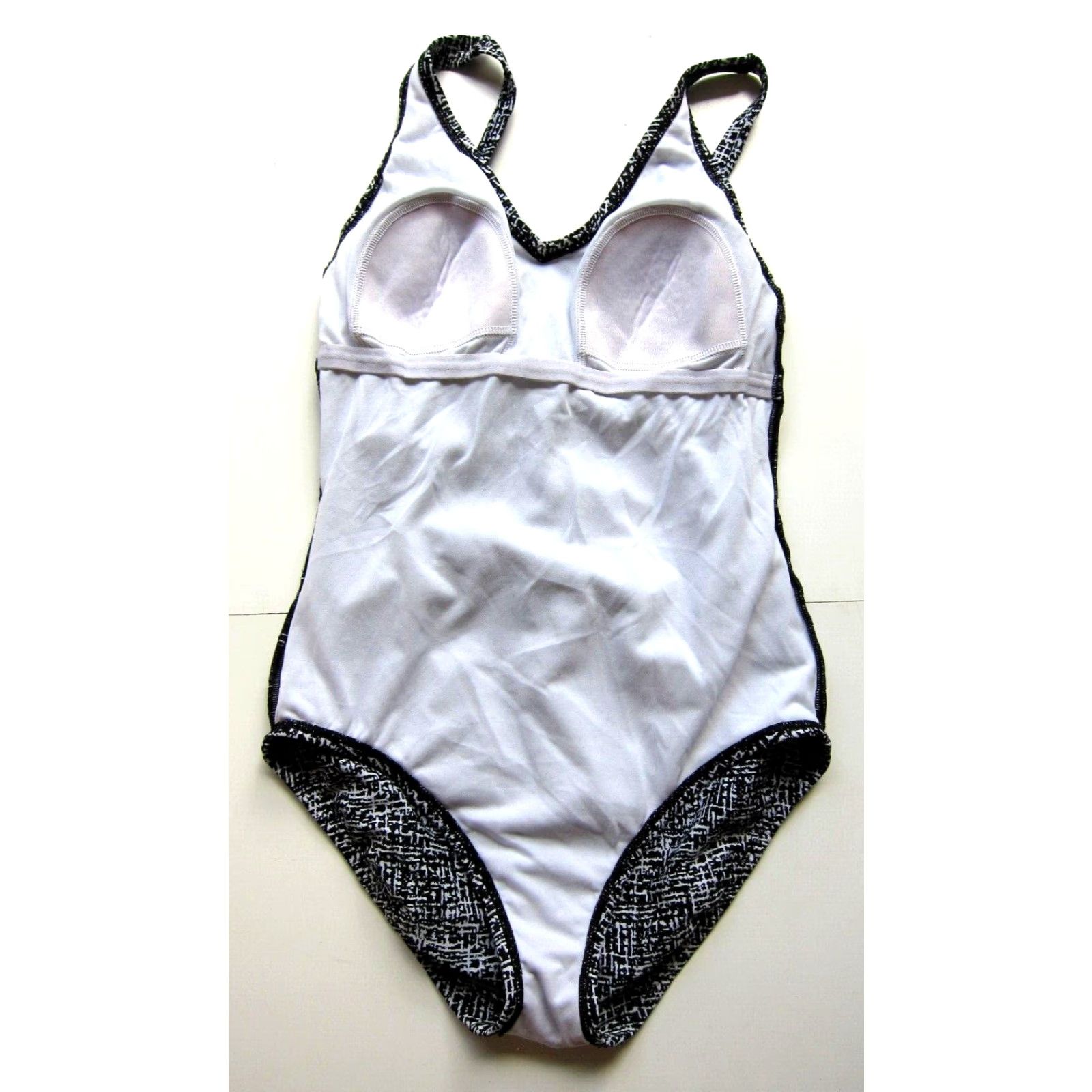 Speedo VINTAGE Speedo One Piece Swimsuit Women 6 Black Slimming Plaid Pattern Wide Strap Size ONE SIZE - 6 Thumbnail