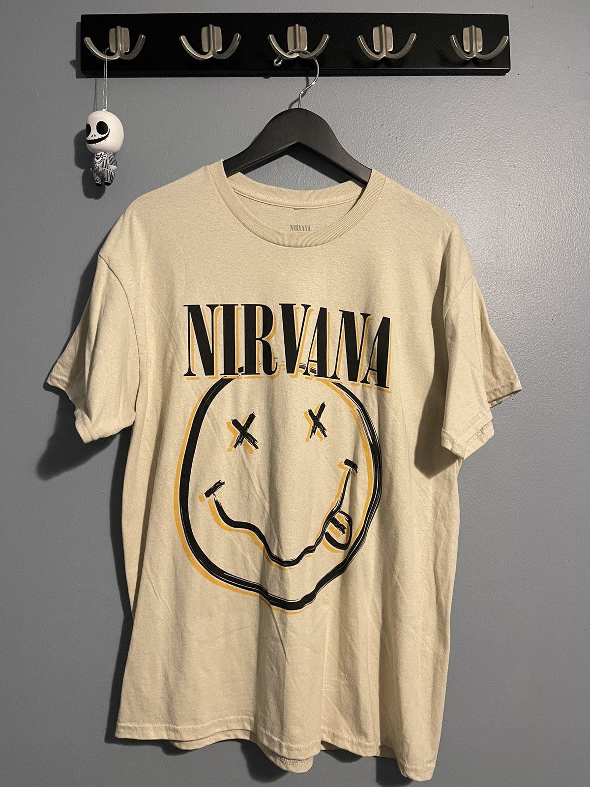 NIRVANA Nirvana Band T-shirt, Band T, Men's M size cotton Beige type Vintage Second Hand