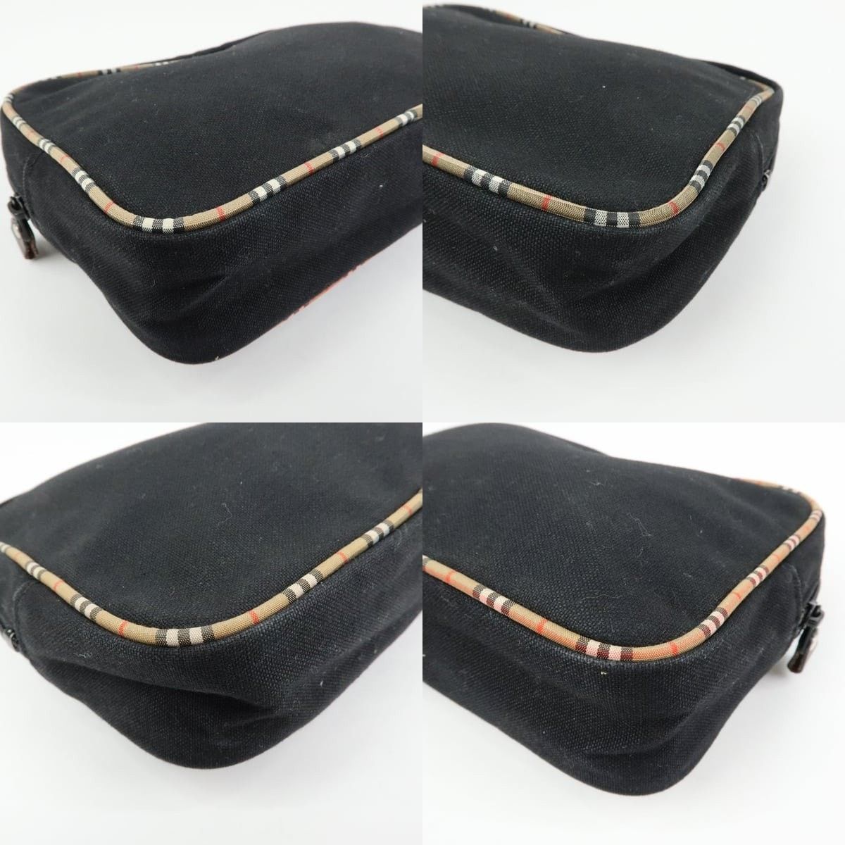 Burberry Burberry Nova Check Canvas Cosmetic Pouch Black Size ONE SIZE - 4 Thumbnail
