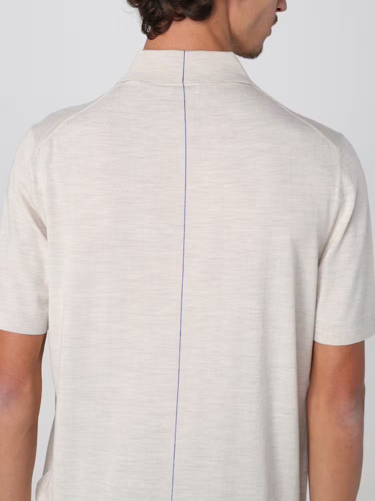 o1mle0326 Wool Polo Shirt in Neutrals