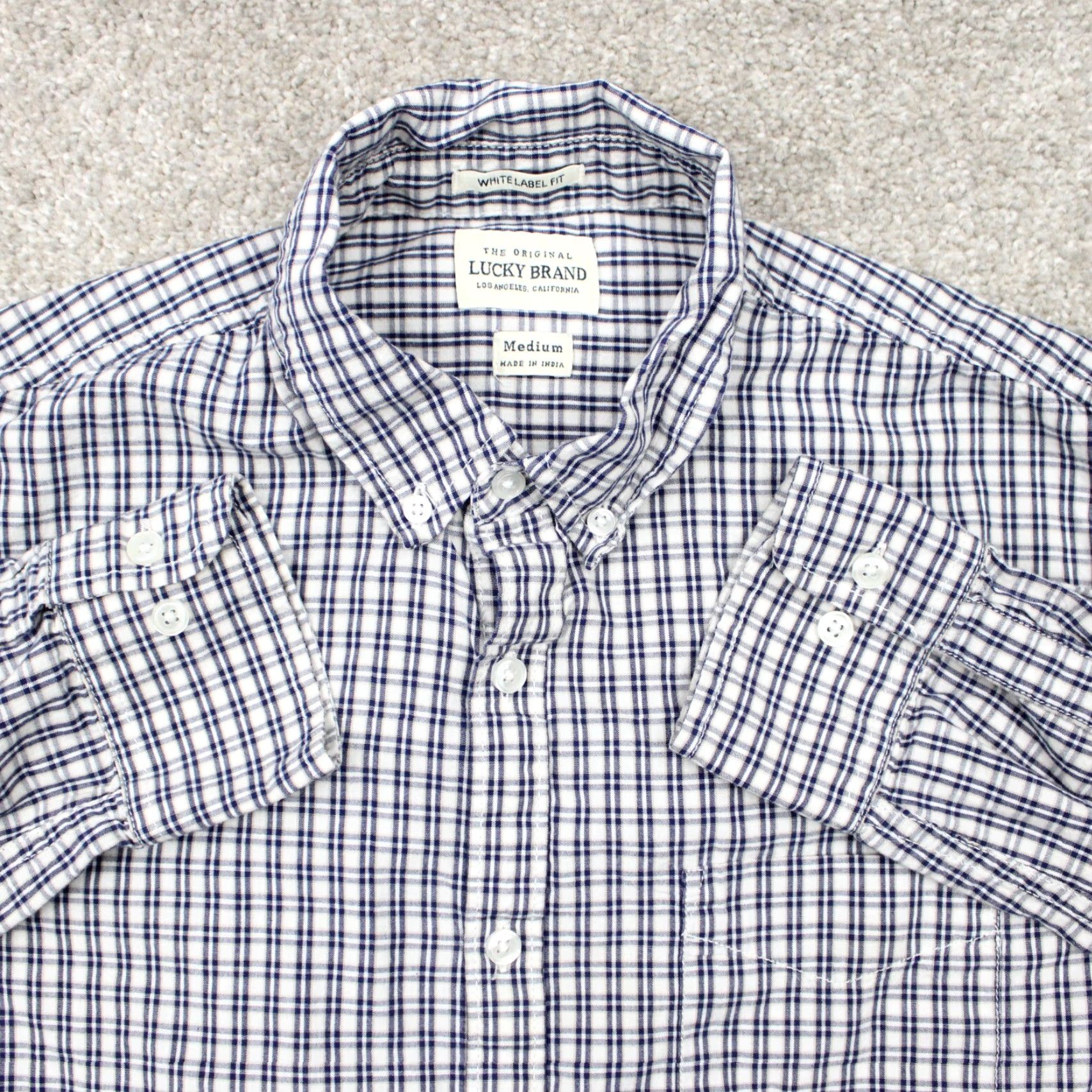 Lucky Brand Lucky Brand Button-Up Shirt Mens Medium Plaid Cotton Long Sleeve Blue White Label 90s Classic Casual Workwear Size US M / EU 48-50 / 2 - 2 Thumbnail