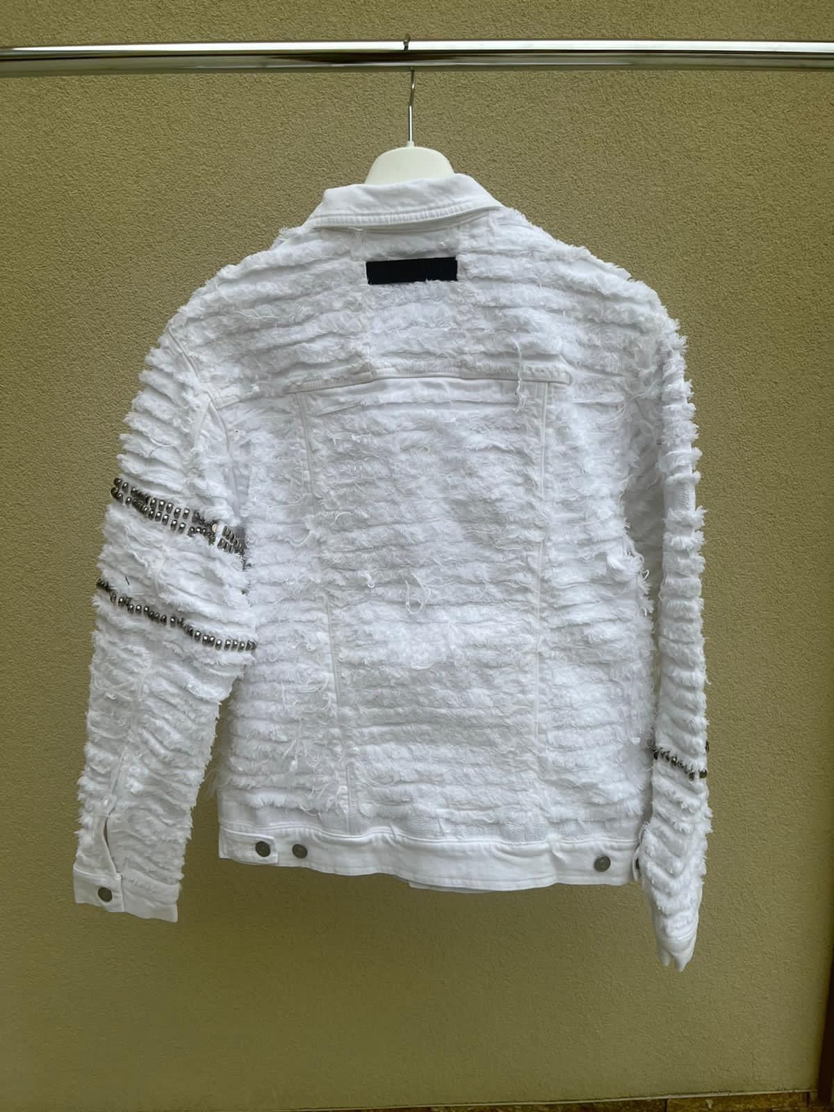 Alyx × Blackmeans Studded & Distressed Denim Jacket in White Size US L / EU 52-54 / 3 - 19 Thumbnail