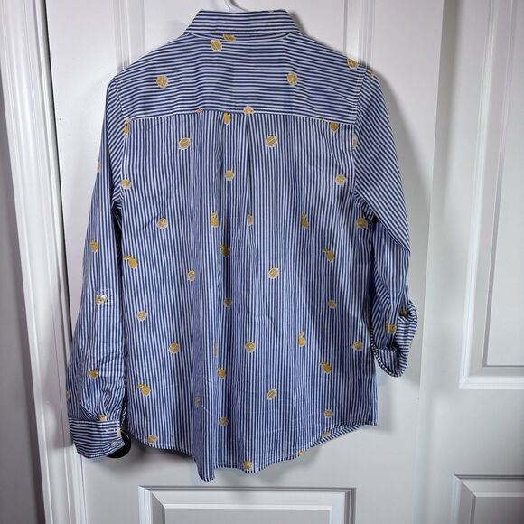 St. Johns Bay St. John's Bay Women Button Up Spring Shirt Blue Striped M Size M / US 6-8 / IT 42-44 - 6 Thumbnail