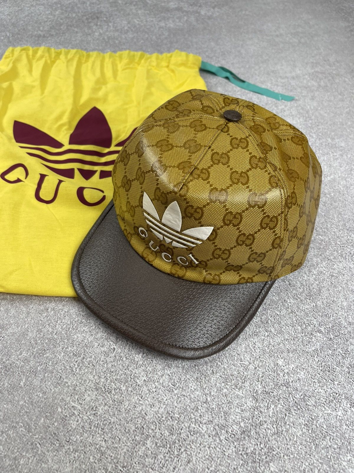 Adidas × Gucci Gucci x Adidas Baseball Cap Monogram Canvas Leather Size M Size ONE SIZE - 2 Thumbnail