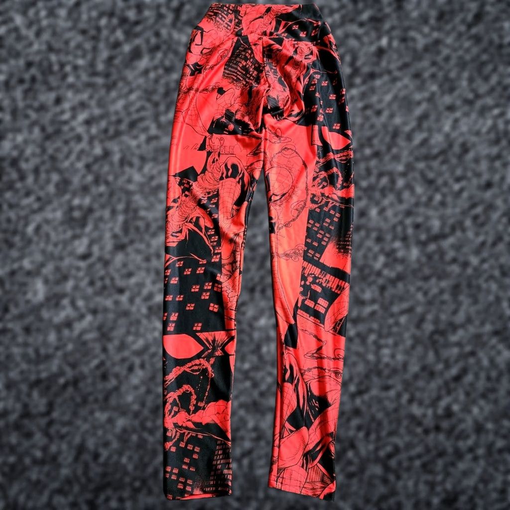 Vintage VINTAGE? Universal Studios Womens XS SPIDERMAN MARVEL COMICS Leggings Stretch Pants Size 26" / US 2 / IT 38 - 1 Thumbnail