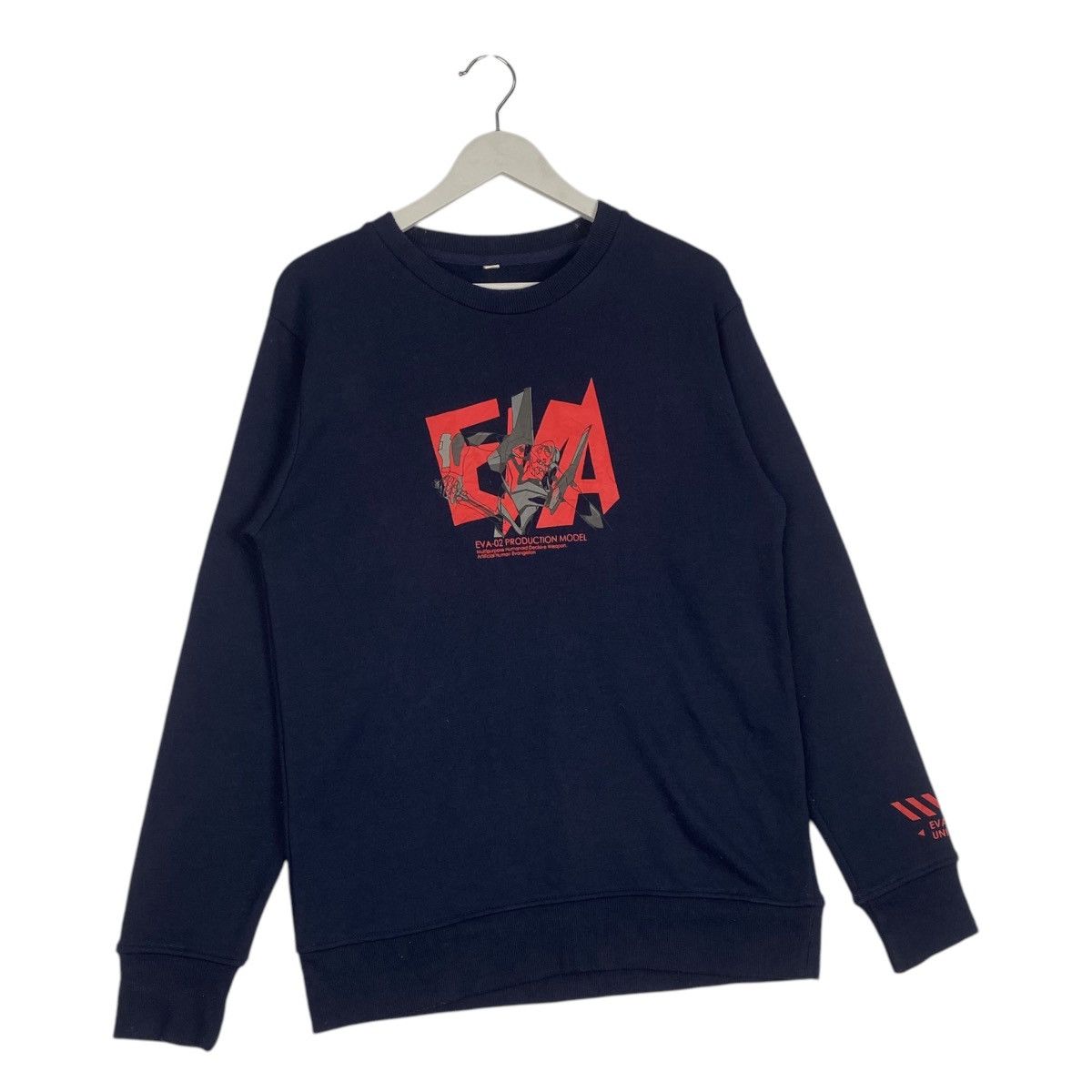 Designer Vintage Eva 02 Long Sleeve Tshirt Embroidered Navy Blue Size US L / EU 52-54 / 3 - 3 Thumbnail