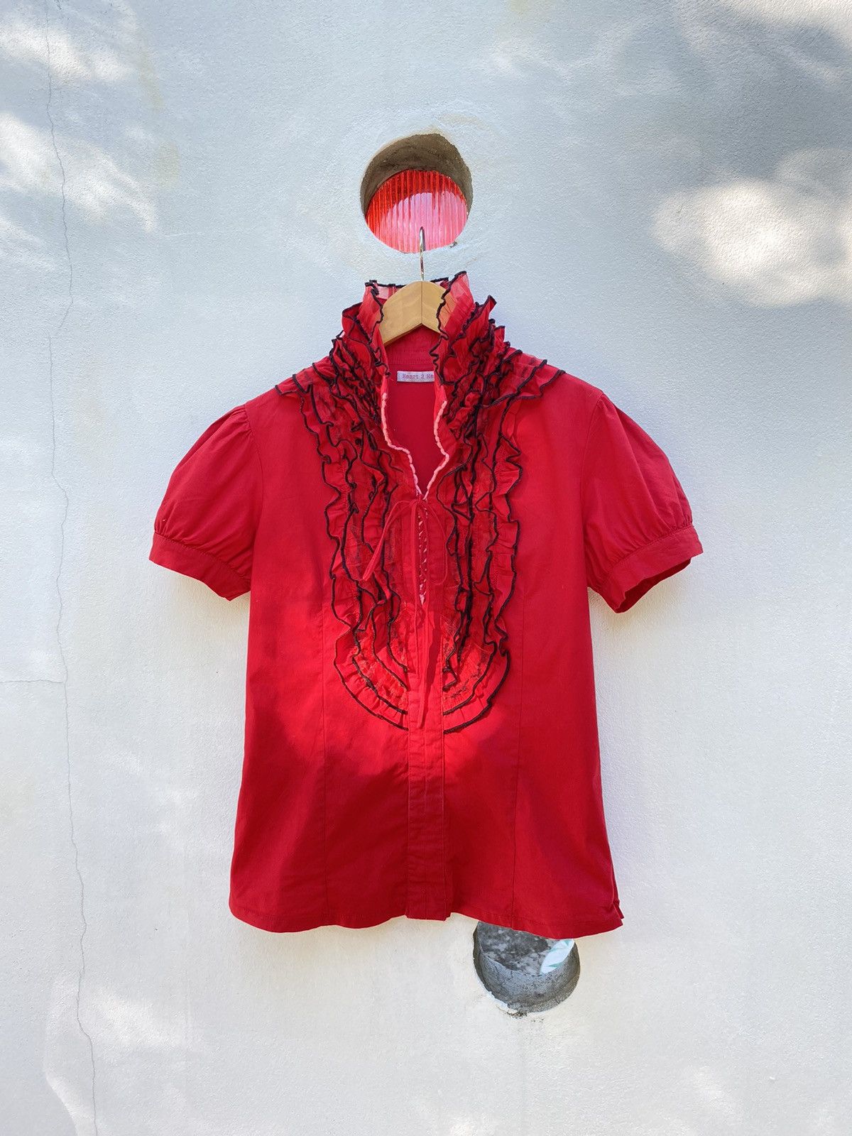 Designer × Japanese Brand Heart 2 Heart Y2K red ruffle blouse shirt Size XS / US 0-2 / IT 36-38 - 5 Thumbnail