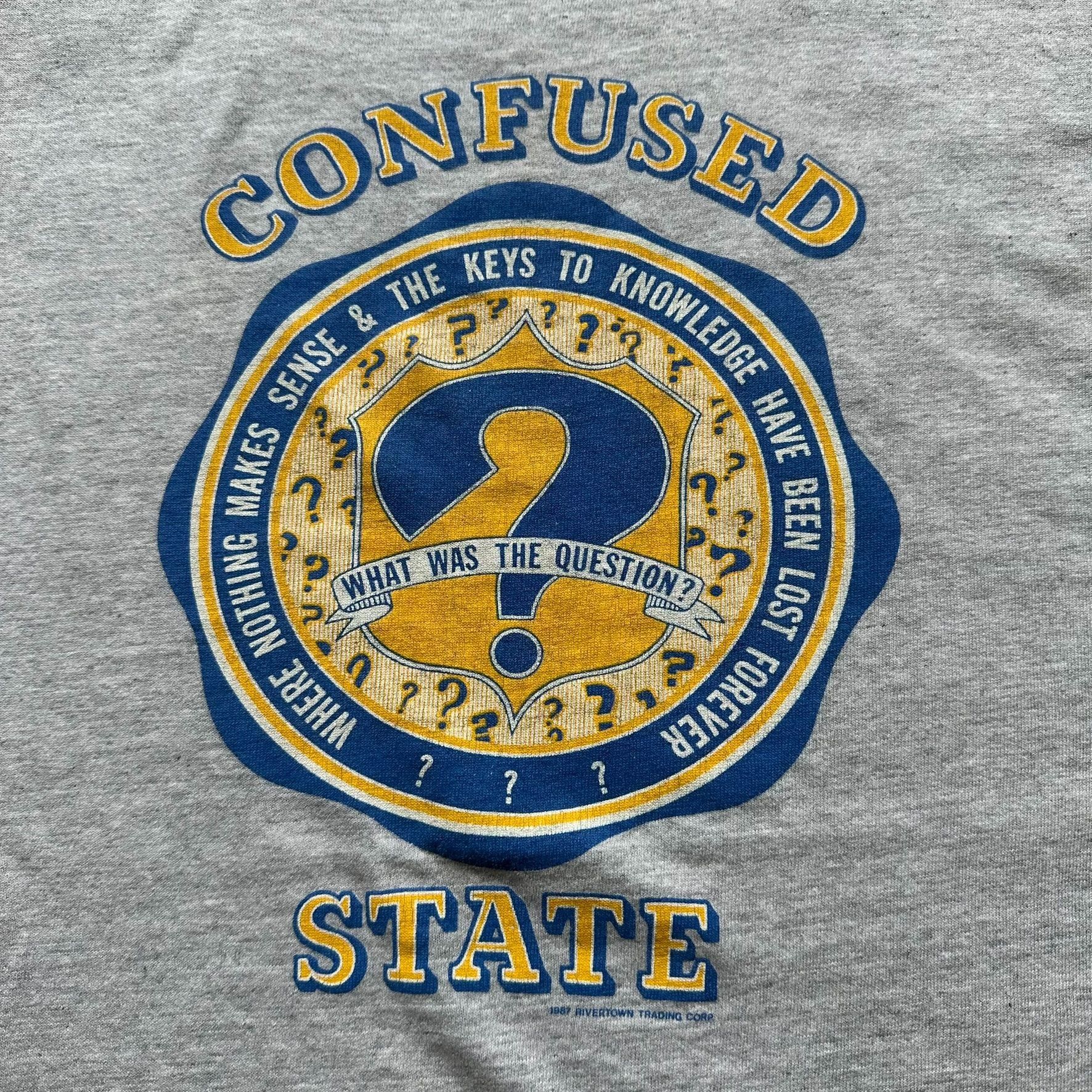 Vintage Vintage 80s Confused State Funny T-Shirt Single Stitch Colle Size US XL / EU 56 / 4 - 2 Thumbnail