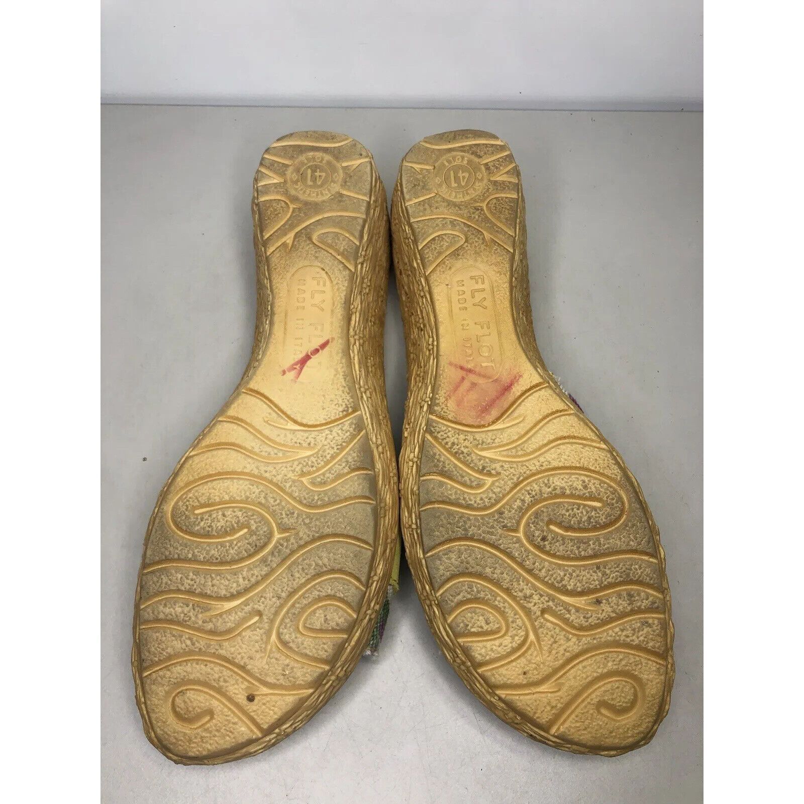 Other FLY FLOT Anti Shock Yellow Suede Floral Buckle Wedge Sandals Size US 10.5 / IT 40.5 - 8 Thumbnail