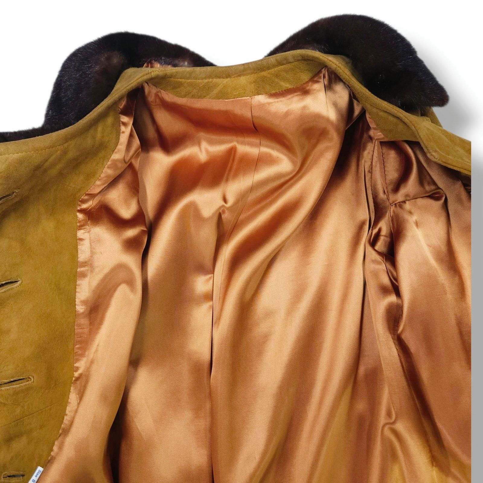 Other Vintage Suede Leather Fur-Trim Collar Button Swing Coat 8 Size M / US 6-8 / IT 42-44 - 4 Thumbnail