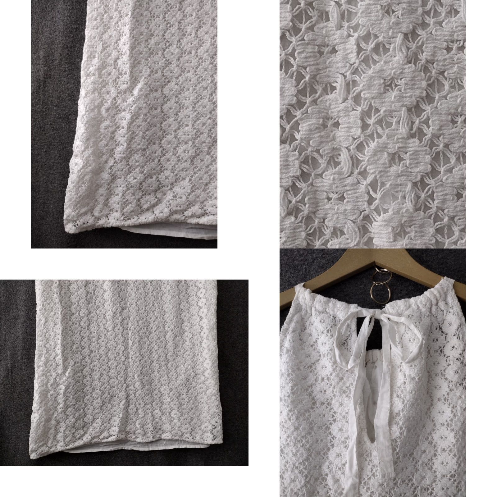 Vintage A New Day Women’s XXL White Lace Crochet Halter Dress Sleeveless Lined Cotton Midi Beach, Travel, Casual Womens Size XXL / US 16-18 / IT 52-54 - 8 Thumbnail