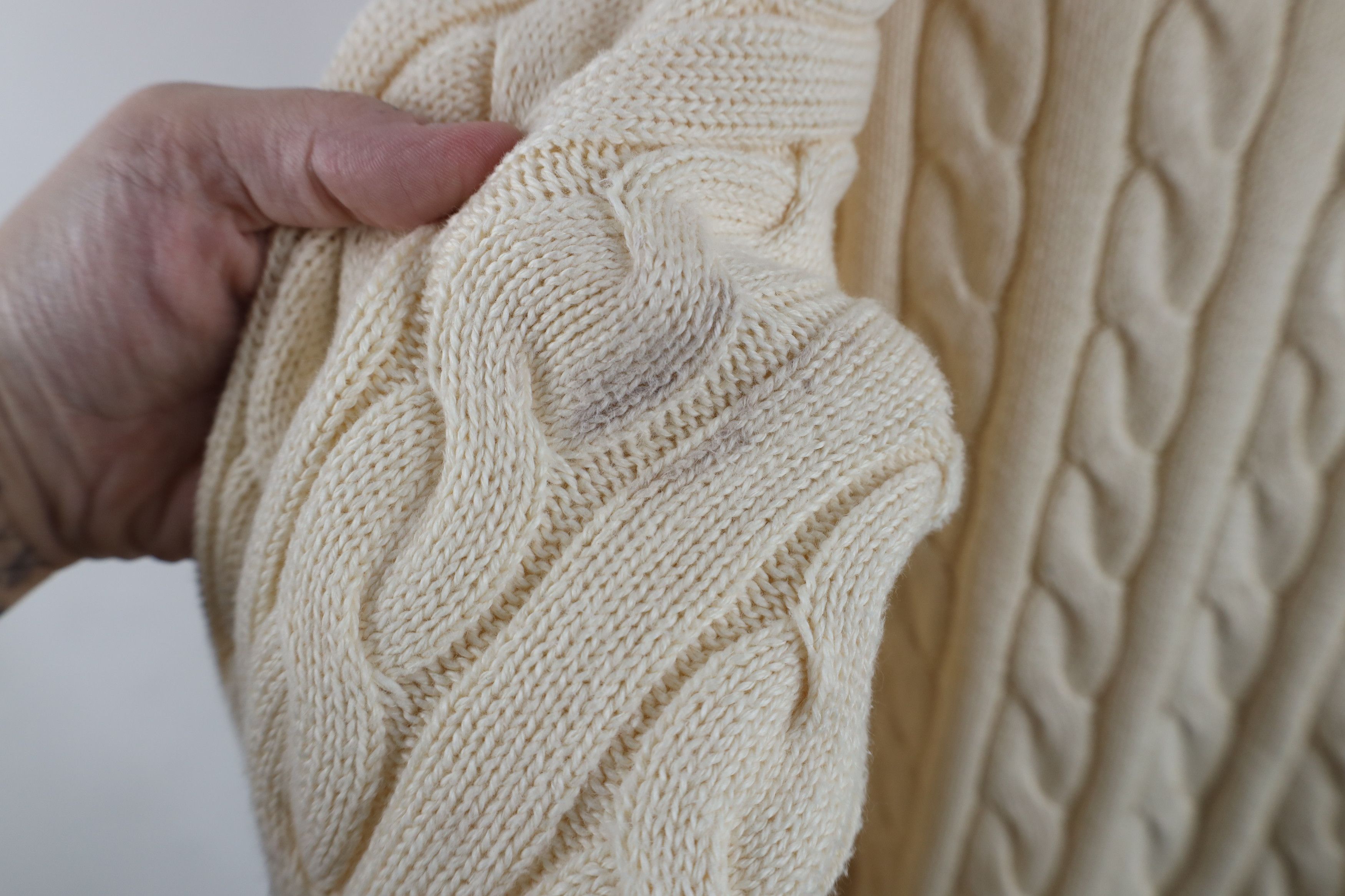 Ralph Lauren Vintage Ralph Lauren Cable Knit Crewneck Sweater Cream Size US XXL / EU 58 / 5 - 6 Thumbnail